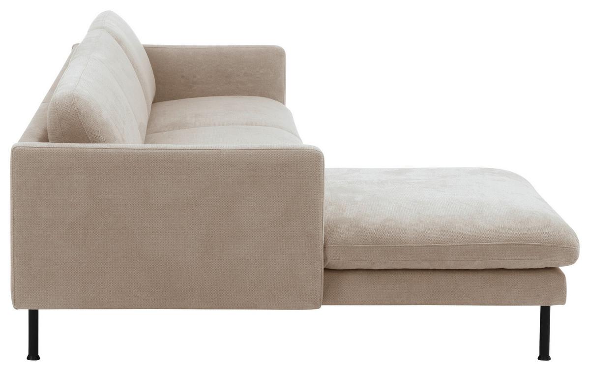 Ecksofa Nathan in Beige Flachgewebe - Beige/Schwarz, MODERN, Textil/Metall (160/286cm) - Max Winzer