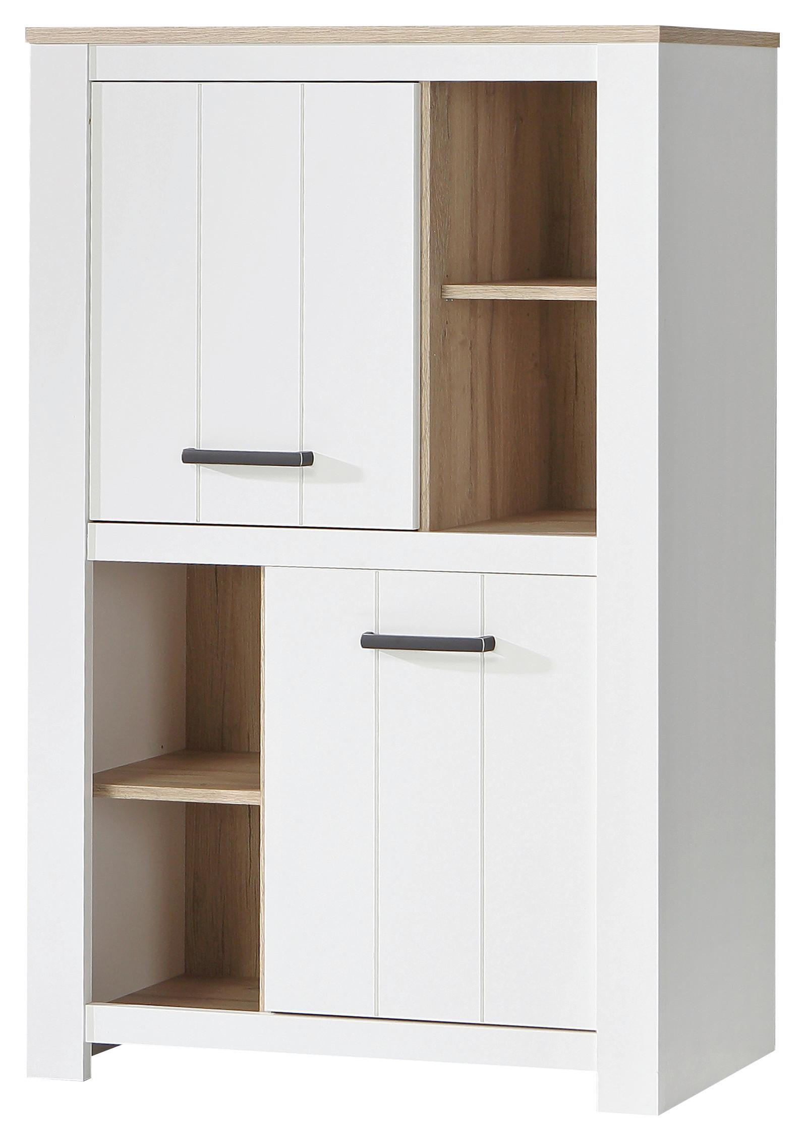 Comodă înaltă ELARA - alb/stejar Bianco, Modern, plastic/metal (86,7/147,1/42,2cm) - Modern Living