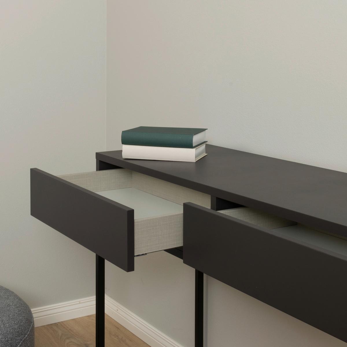 STÓŁ KONSOLA LIPP - czarny, Design, materiał drewnopochodny/metal (118/36/76cm)