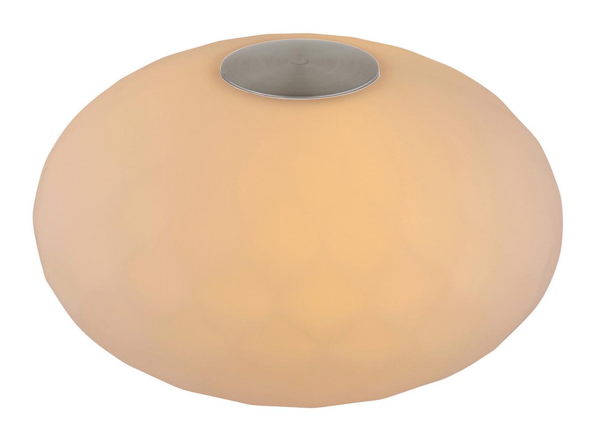 AKKU-TISCHLEUCHTE 28068 LEALA - Weiss/Edelstahlfarben, Konventionell, Kunststoff/Metall (20/11,7cm) - Globo