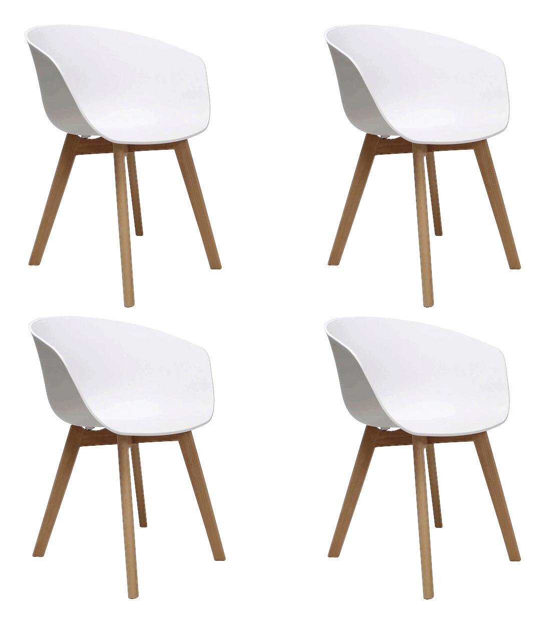 ARMLEHNSTUHL-SET NOAN - Weiß/Naturfarben, MODERN, Holz/Kunststoff (60/78,5/44cm) - MID.YOU