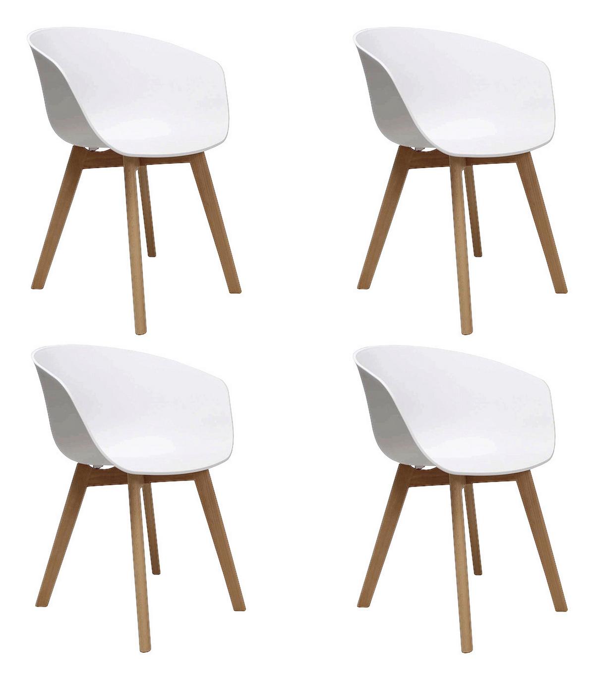 ARMLEHNSTUHL-SET NOAN - Weiß/Naturfarben, MODERN, Holz/Kunststoff (60/78,5/44cm) - MID.YOU