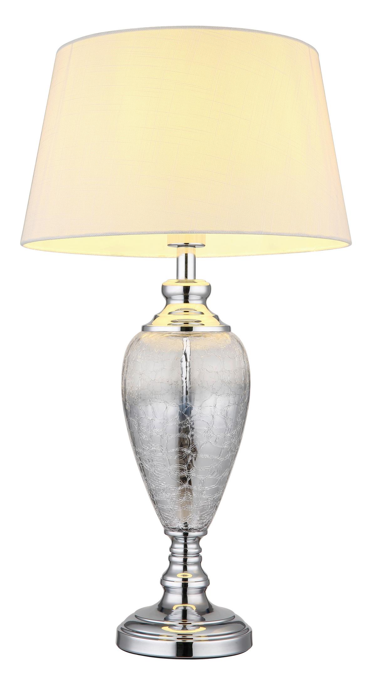 TISCHLEUCHTE 24143W LEILA - Klar/Chromfarben, Konventionell, Glas/Textil (38/66cm) - Globo