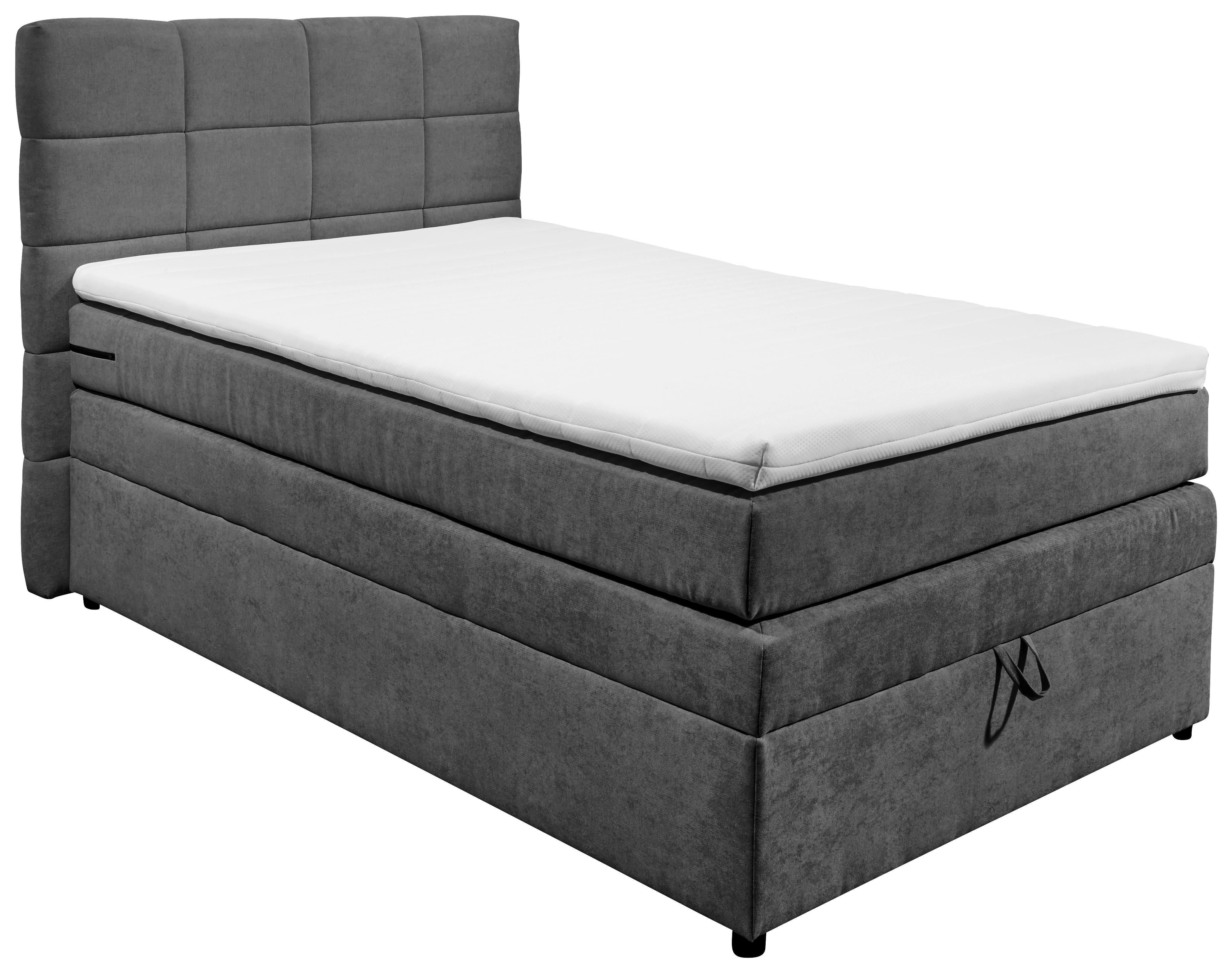 Boxspringbett Tacoma 3 inkl. Topper ca. 120x200cm Anthrazit - Anthrazit, KONVENTIONELL, Kunststoff (120/200cm) - MID.YOU