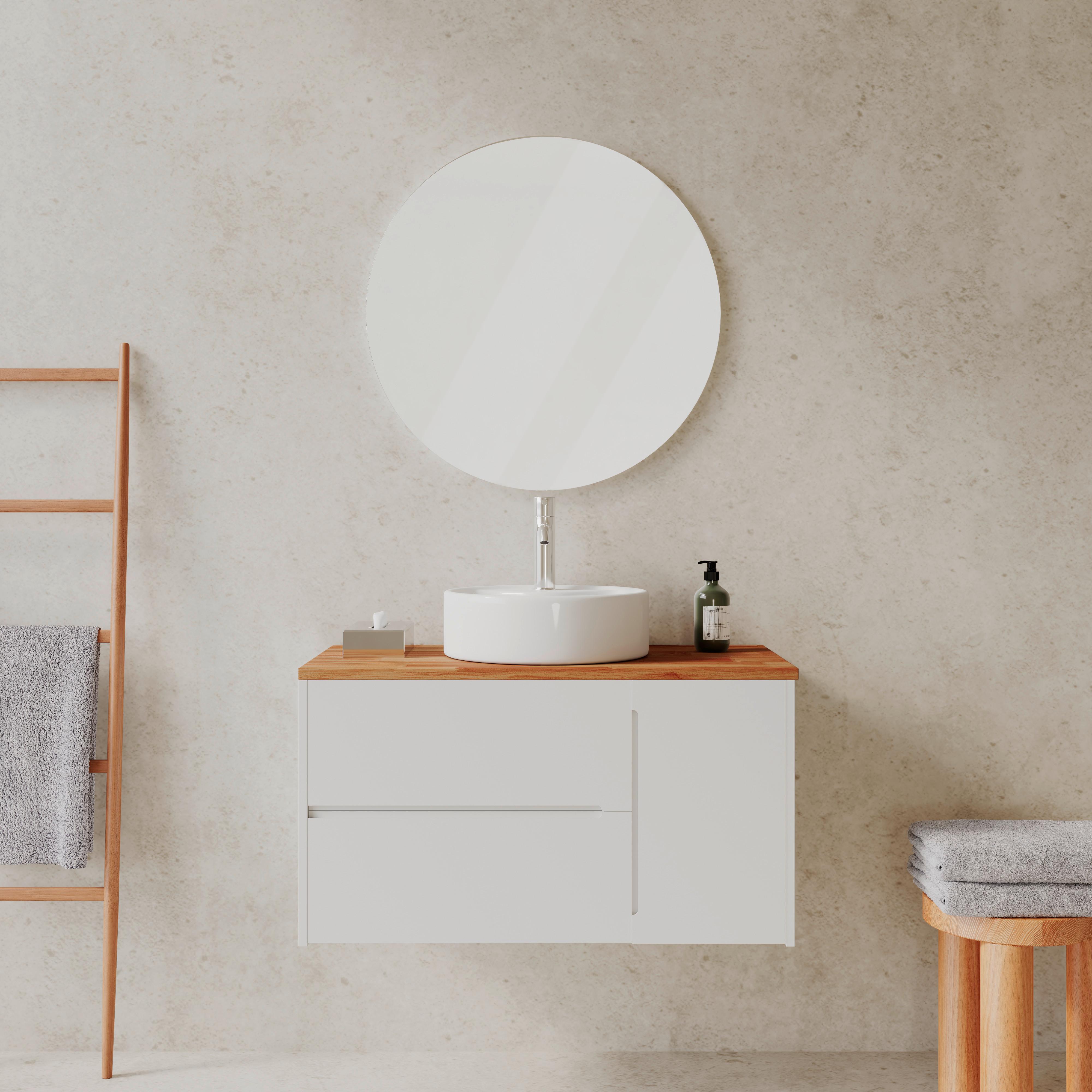 Kupaonica Davina - bijela/boje hrasta, Moderno, staklo/drvni materijal - Bessagi Home