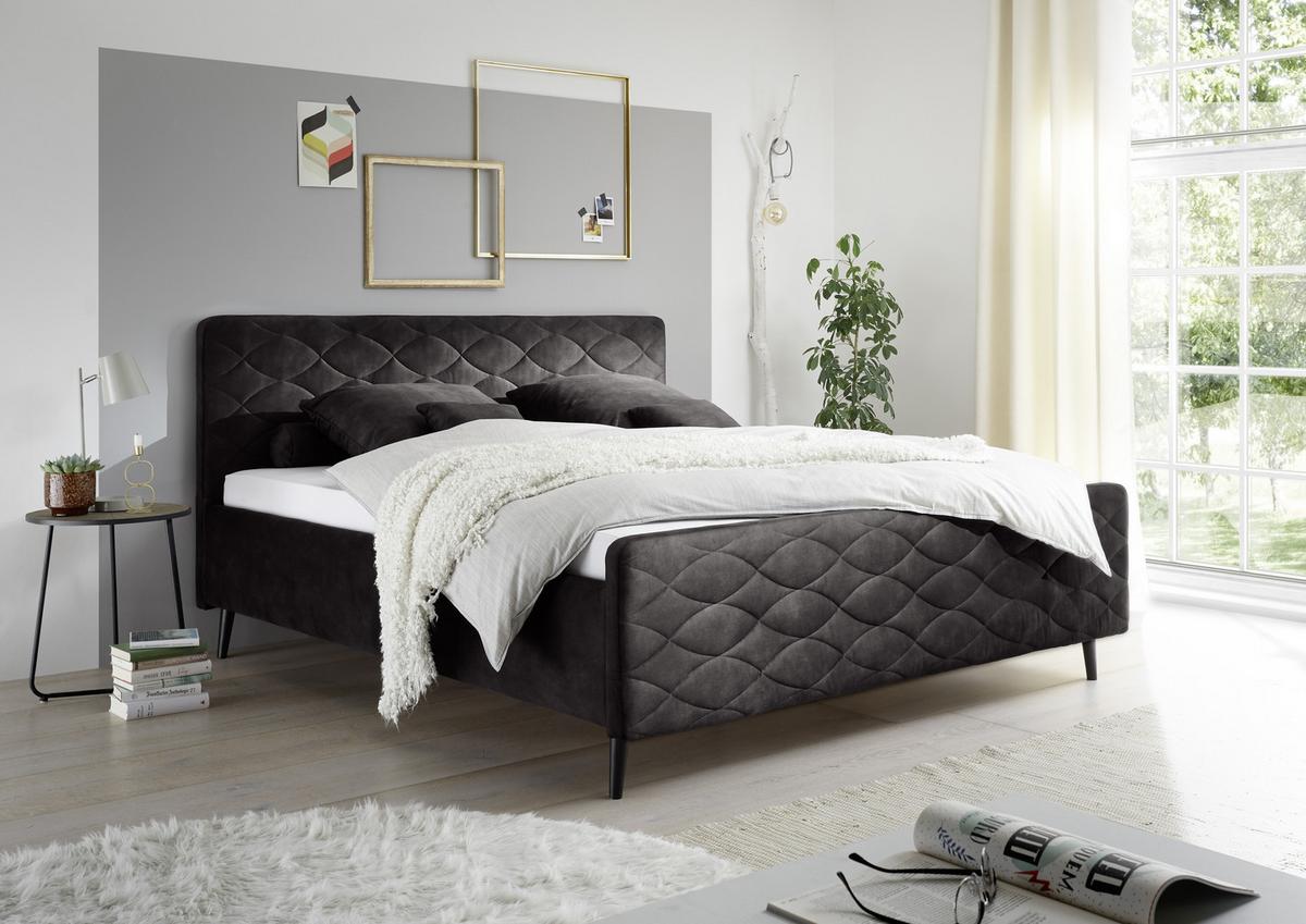 Polsterbett Mario A ca. 180x200 cm Dunkelgrau - Dunkelgrau, Basics, Holz/Holzwerkstoff (180/200cm) - MID.YOU