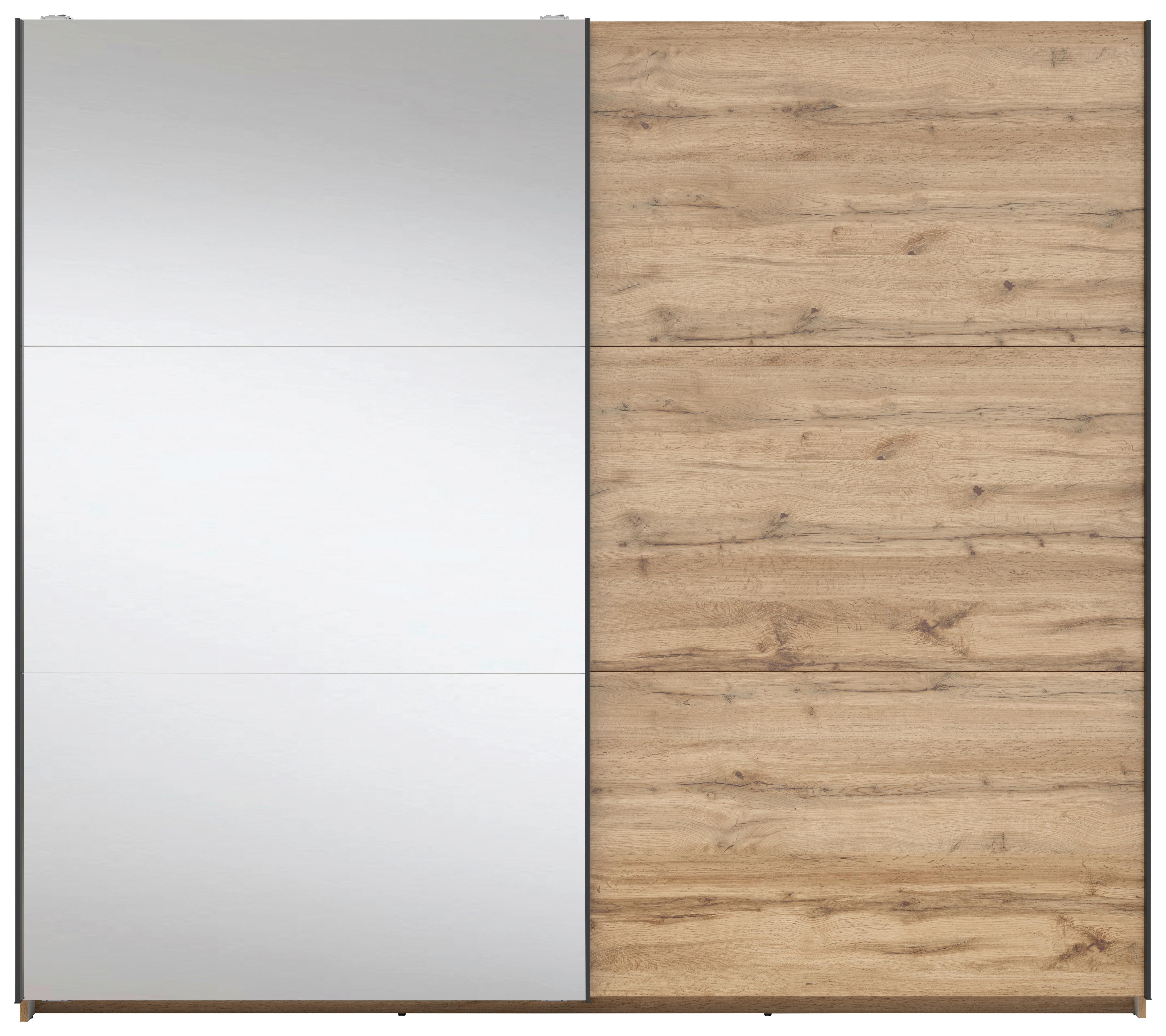 DULAP USI GLISANTE TETRIX - străveziu/stejar Wotan, Modern, sticlă/material pe bază de lemn (220/195,5/60cm) - Modern Living