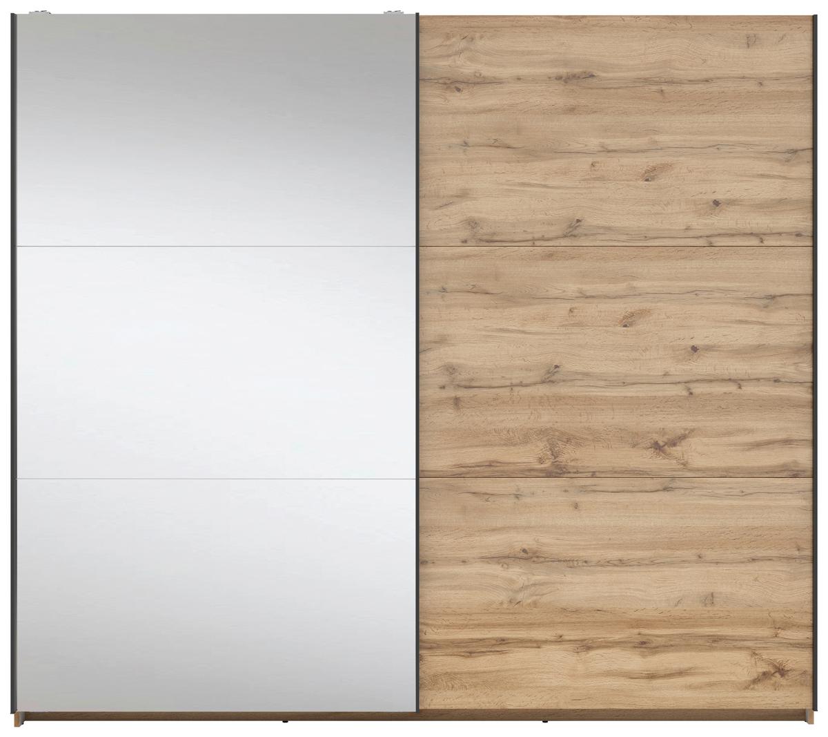 DULAP USI GLISANTE TETRIX - străveziu/stejar Wotan, Modern, sticlă/material pe bază de lemn (220/195,5/60cm) - Modern Living