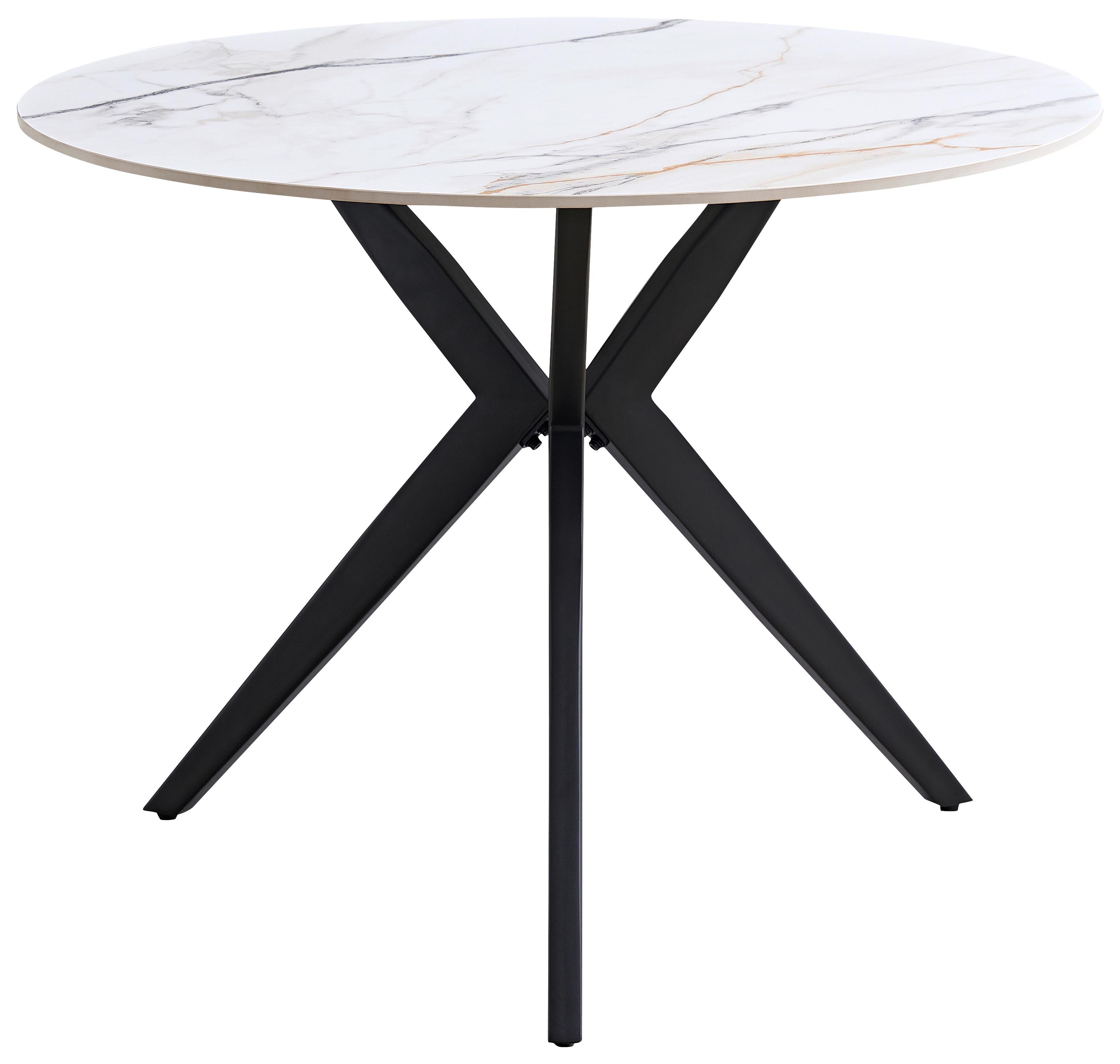 STÓŁ DO JADALNI MERKUR -EXKLUSIV- - beżowy/czarny, Design, metal/ceramika (100/100/76cm) - Xora