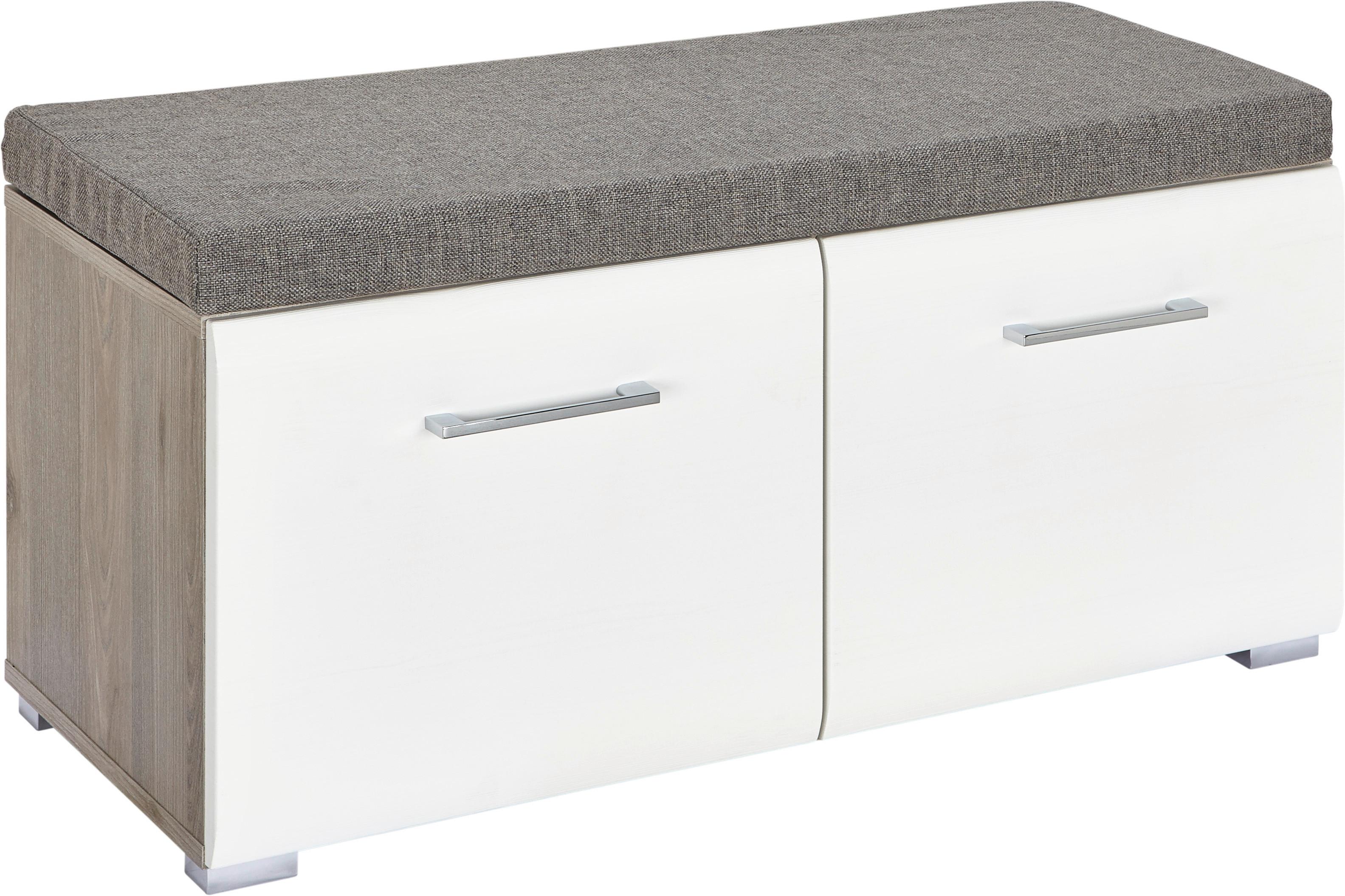 Garderobenbank in Weiss/Silbereichenfarben - Chromfarben/Weiss, Konventionell (85/38/38cm) - Premium Living