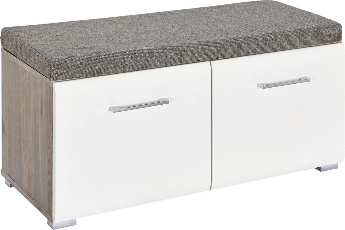 Garderobenbank in Weiss/Silbereichenfarben - Chromfarben/Weiss, Konventionell (85/38/38cm) - Premium Living
