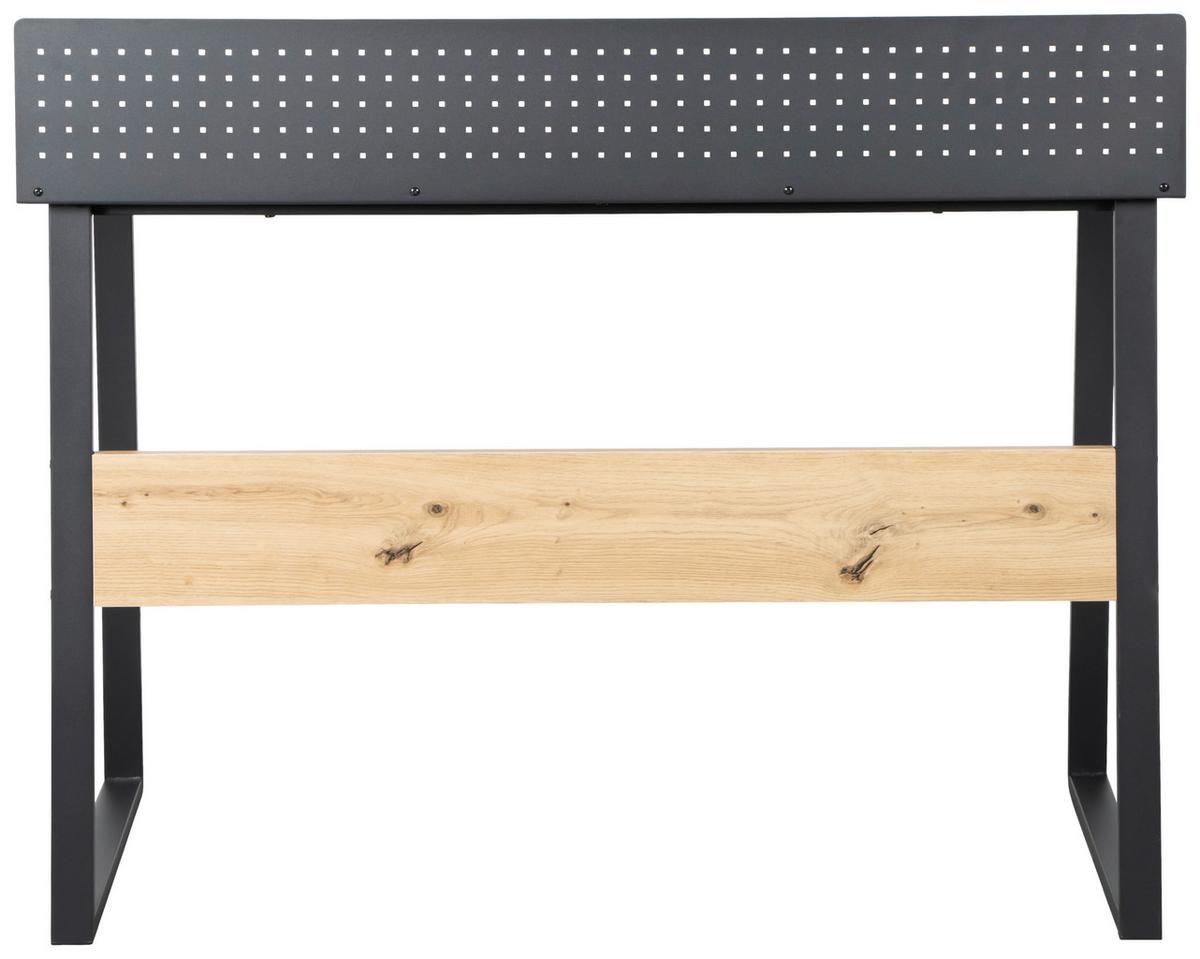 Schreibtisch Mick Schwarz/Eiche Artisan - Schwarz/Eiche Artisan, MODERN, Holzwerkstoff/Metall (110/60/75-91cm) - Bessagi Home