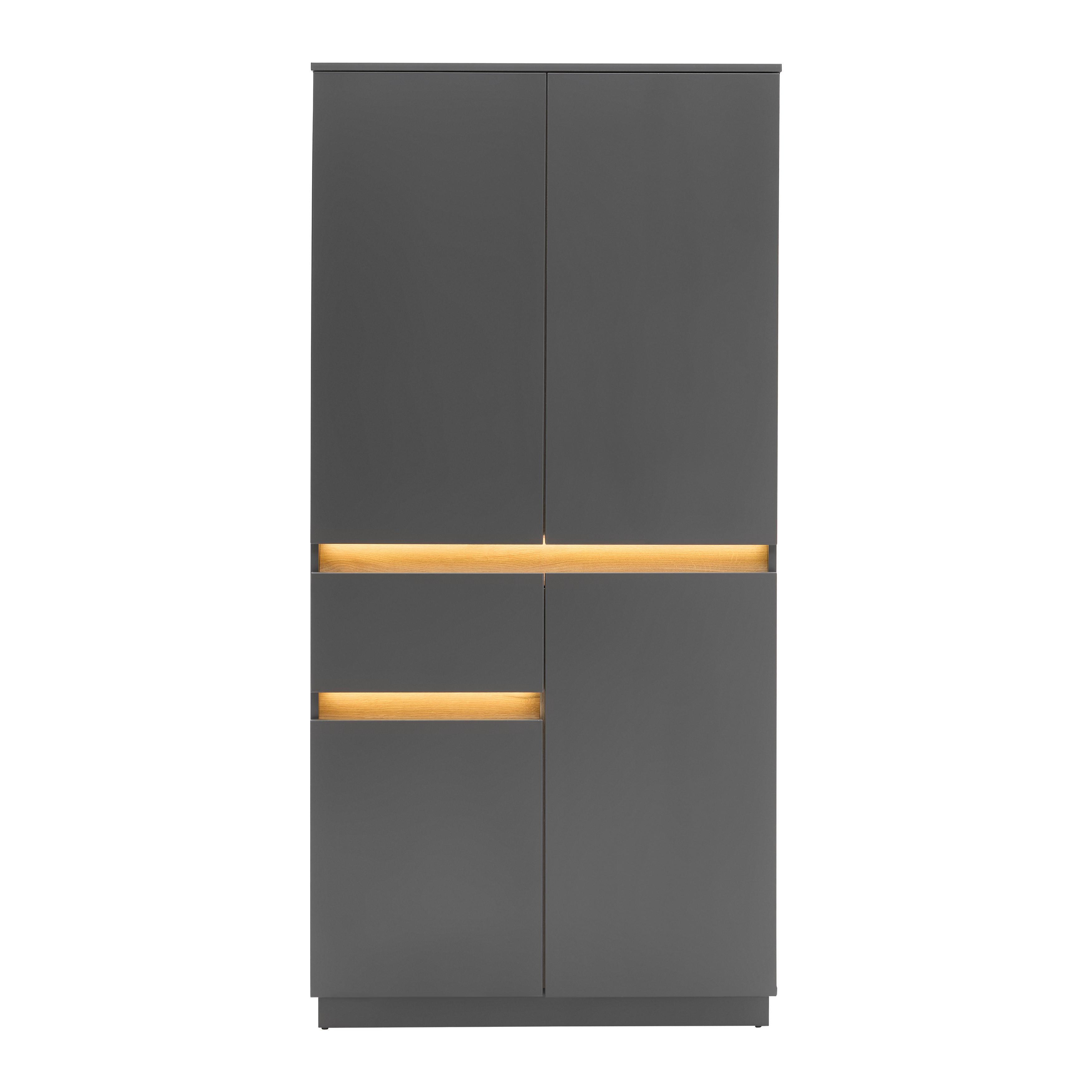 VITRINSKÅP SAMU -EXKLUSIV- - antracit/ekfärgad, Modern, trämaterial/plast (90/186/35cm) - Mömax