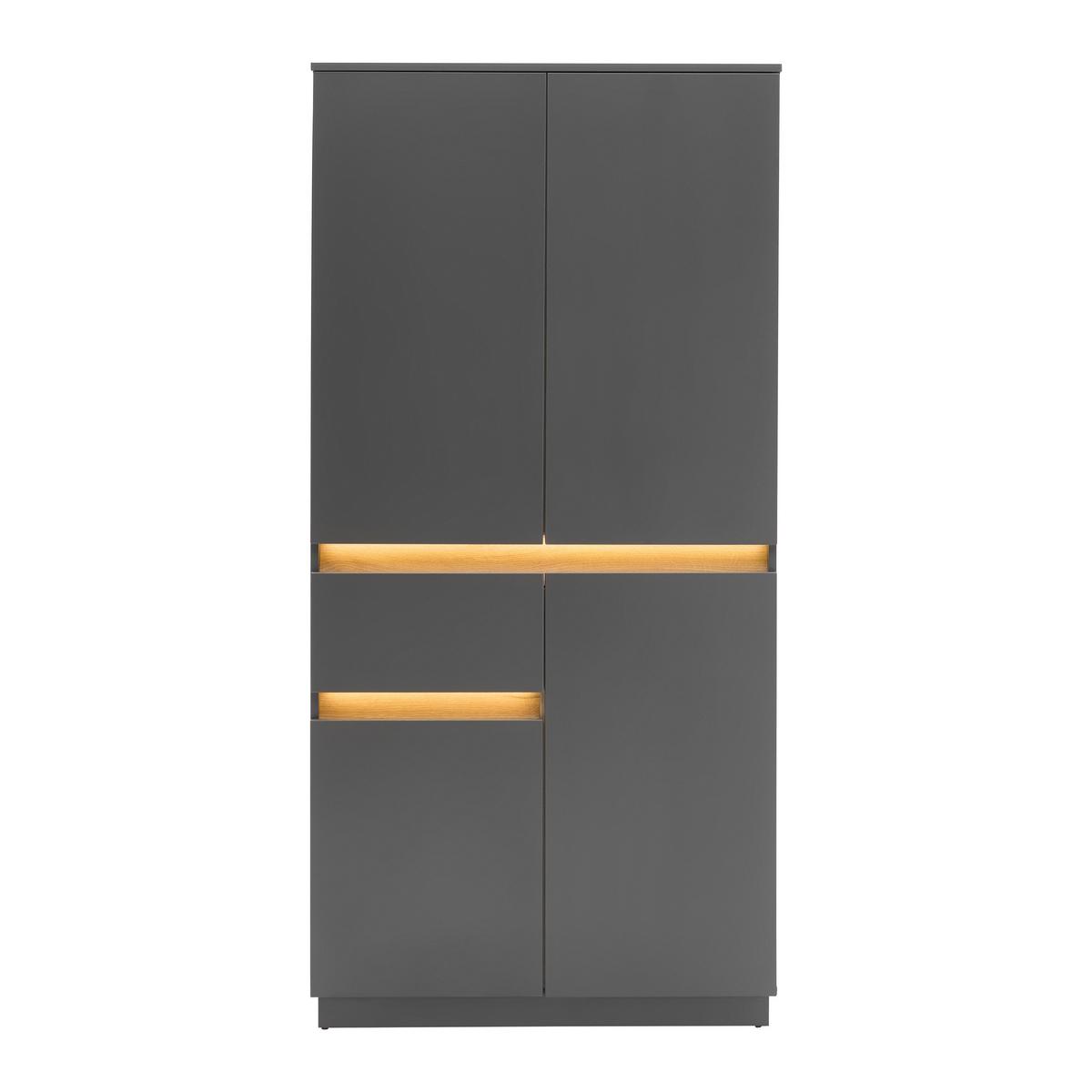 Vitrine Samu Anthrazit/Eichefarben - Eichefarben/Anthrazit, MODERN, Holzwerkstoff/Kunststoff (90/186/35cm) - Mömax