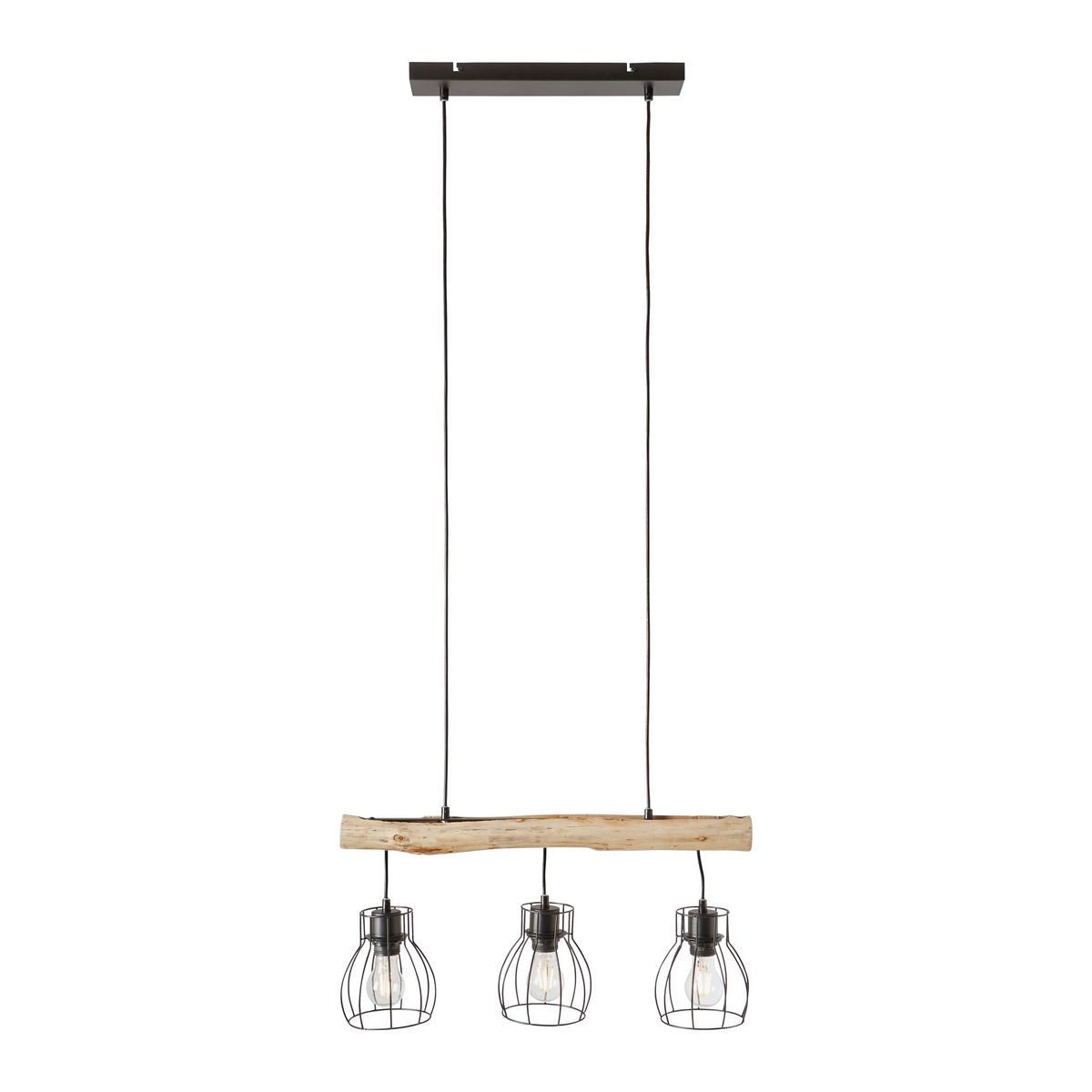 Hängeleuchte Gidi max. 40 Watt - Schwarz, ROMANTIK / LANDHAUS, Holz/Holzwerkstoff (60/13/140cm) - Mömax