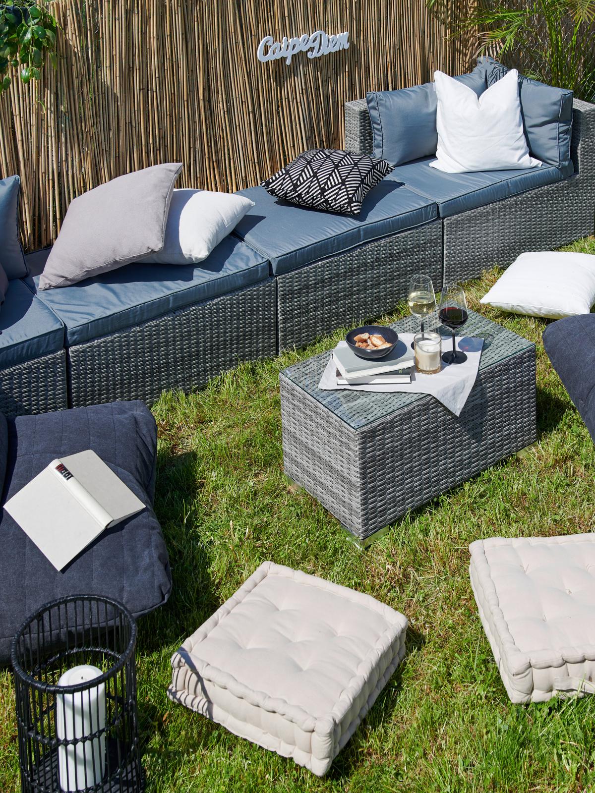 Loungegarnitur Parga in Grau - Grau, Modern, Glas/Kunststoff - Mömax