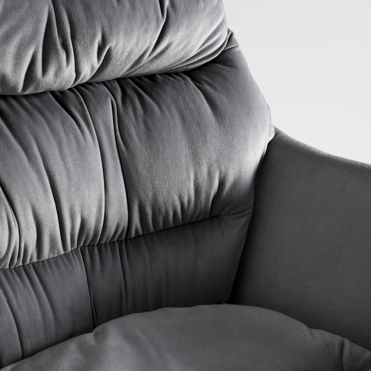 Armlehnstuhl Juana Grau Samt Drehbar Gepolstert - Naturfarben/Grau, MODERN, Holz/Textil (61/93/65cm) - Bessagi Home