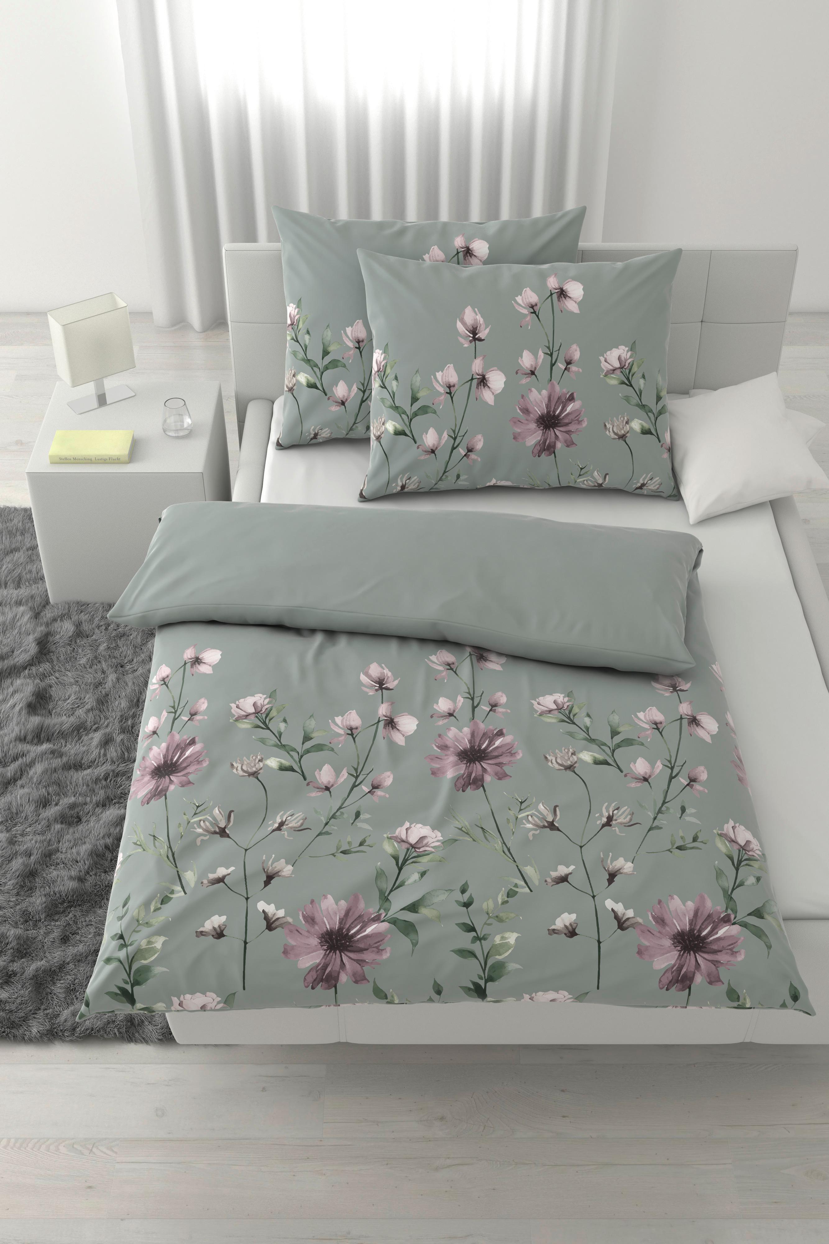 Bettwäsche Wiese XXL Grün ca. 200x220cm - Grau, KONVENTIONELL, Textil (200/220cm) - Mömax