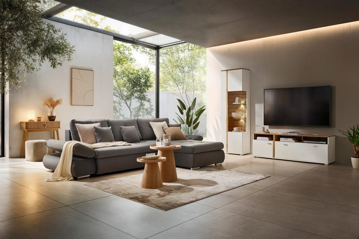 Canapea modulară ENRICO -BASED- - antracit, Konventionell, textil (303/88/185cm) - Based