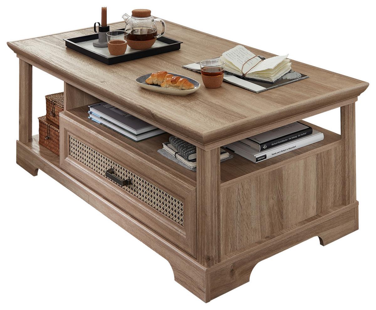 STOLIK KAWOWY VIENNA - kolor dębowy, Design, materiał drewnopochodny/metal (120/45/67cm) - MID.YOU