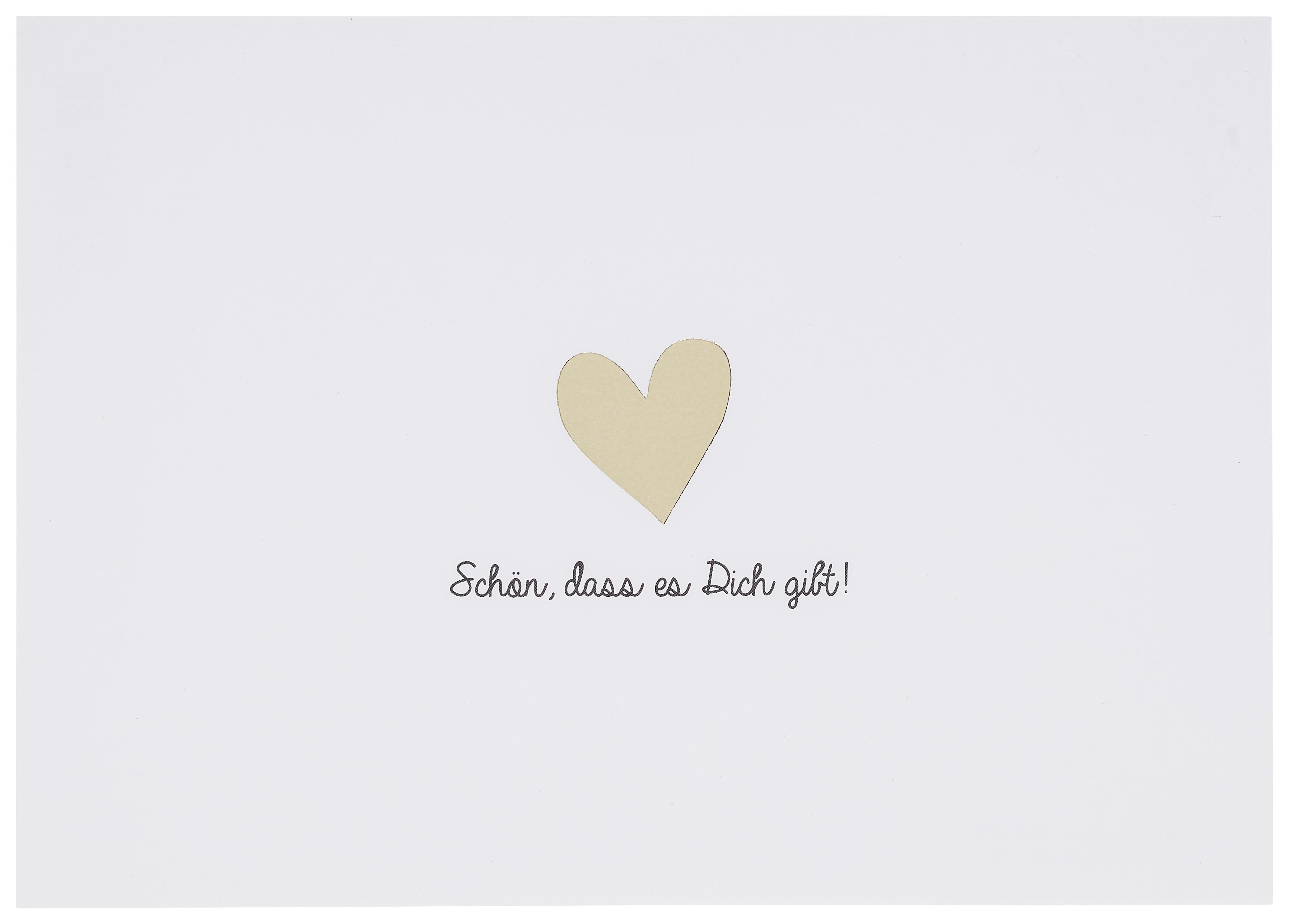 Postkarte Schön, dass es dich gibt - Goldfarben/Schwarz, Papier (14,8/10,5cm)