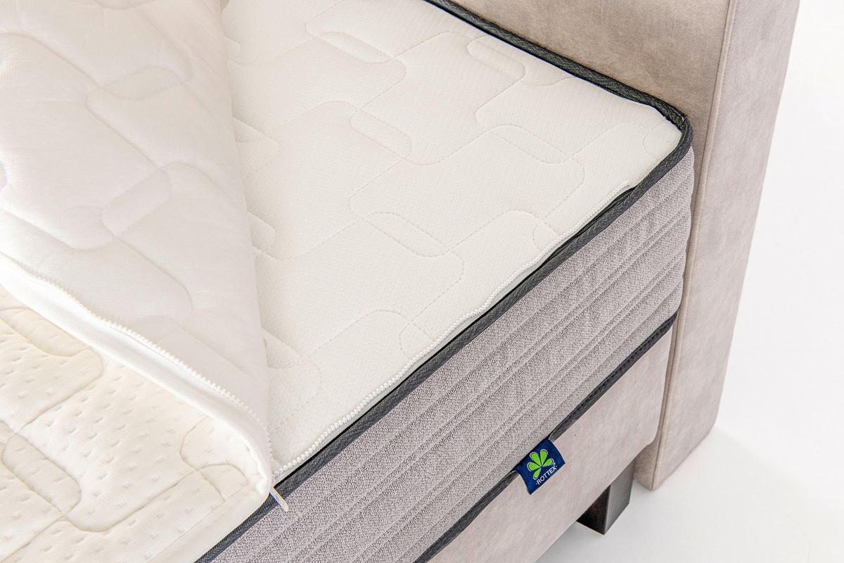 Boxspring Ágy Pasadena - krémszínű, Modern, faalapú anyag/textil (160/200cm)