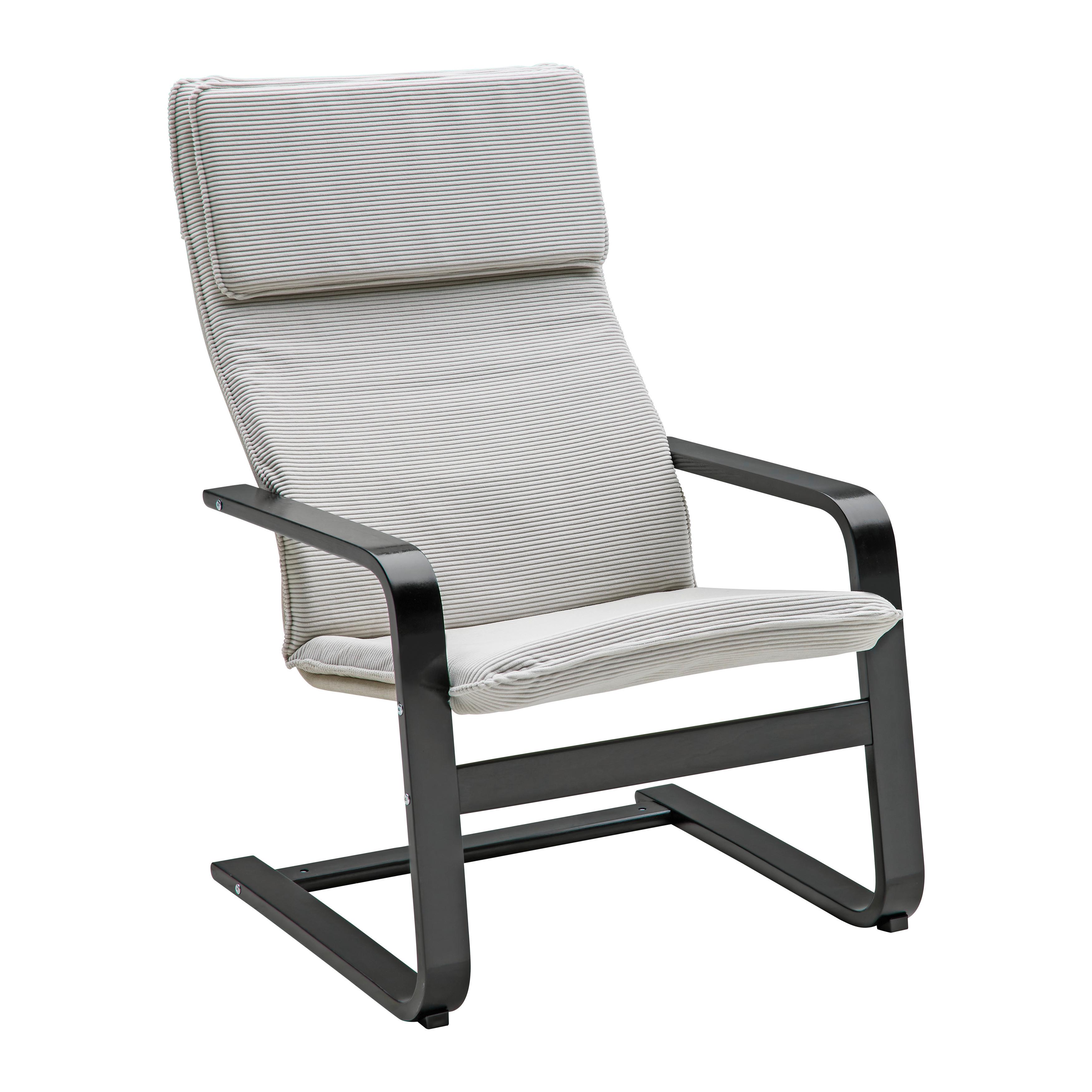 FÅTÖLJ MANU II -BASED- - svart/cremefärgad, Modern, metall/trä (67/100/84cm) - Based