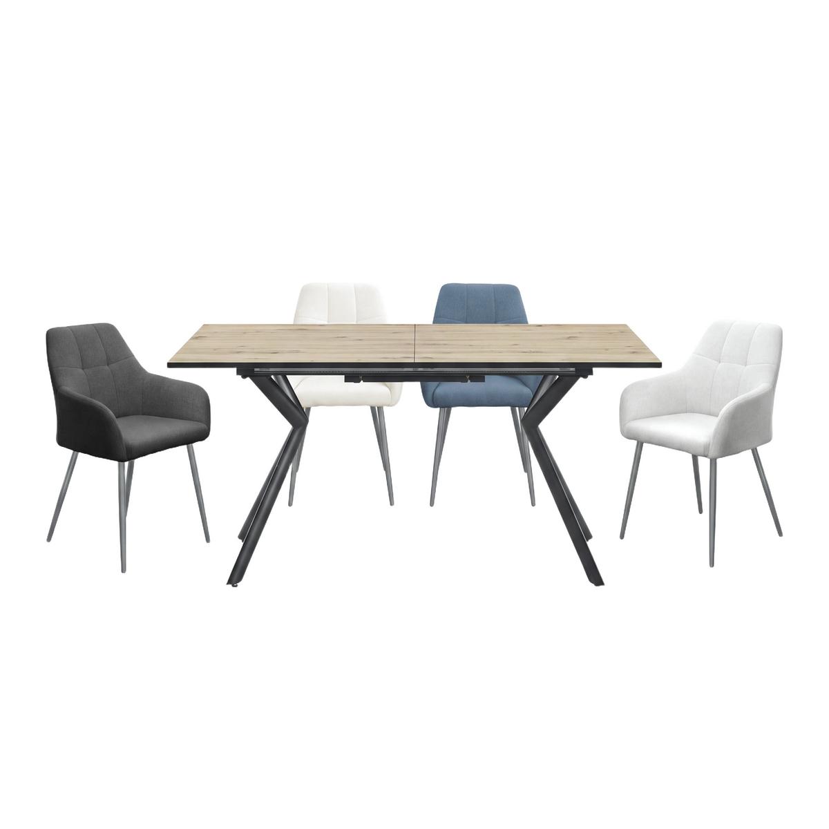 Raztegljiva Jedilna Miza Marcel, 140-180x80 - črna/barve hrasta, Moderno, kovina/leseni material (140-180/76/80cm)