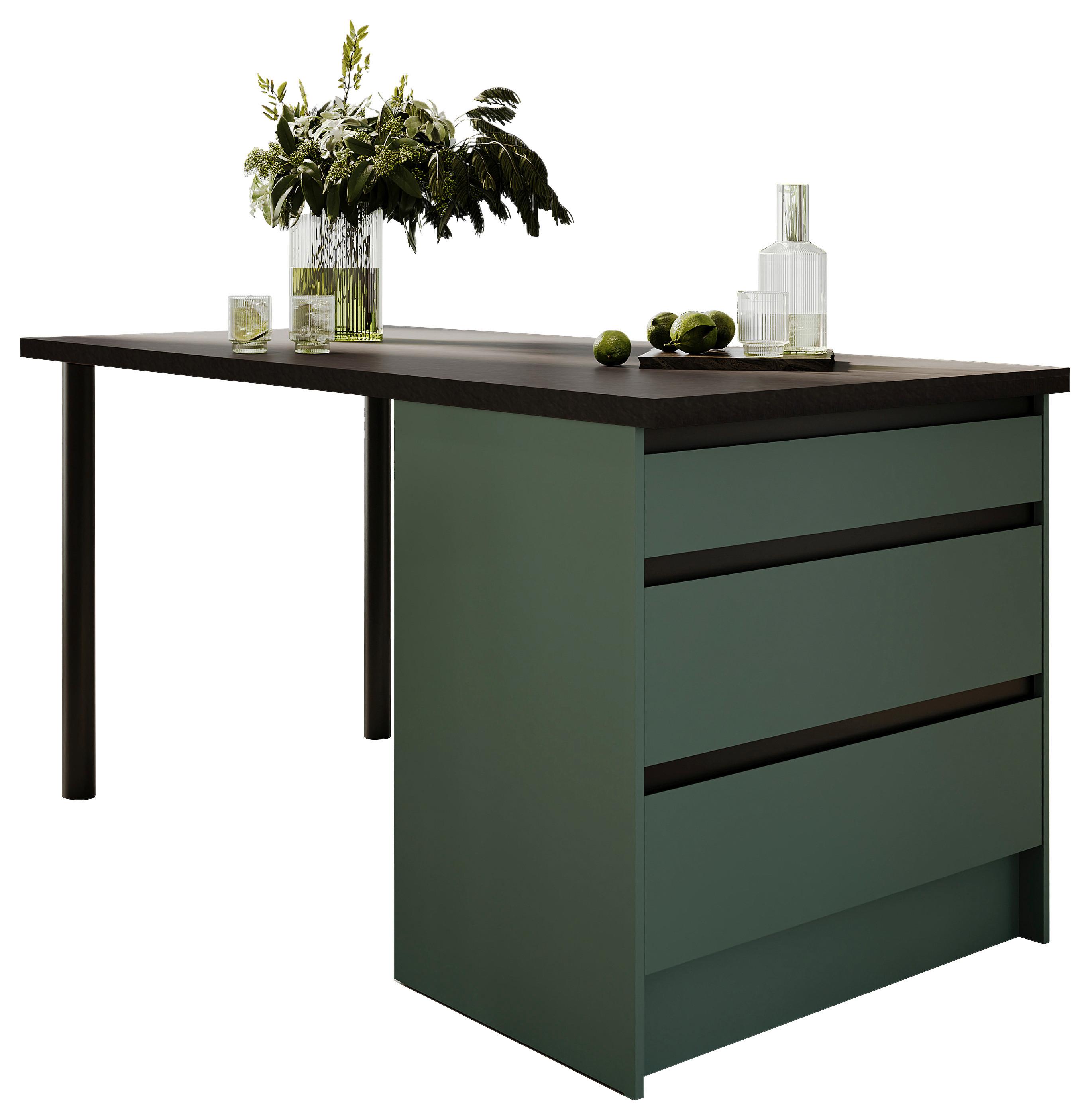 WYSPA KUCHENNA TROJA I 180 GREEN-F - zielony/czarny, Design, materiał drewnopochodny (180/91/90cm) - P & B