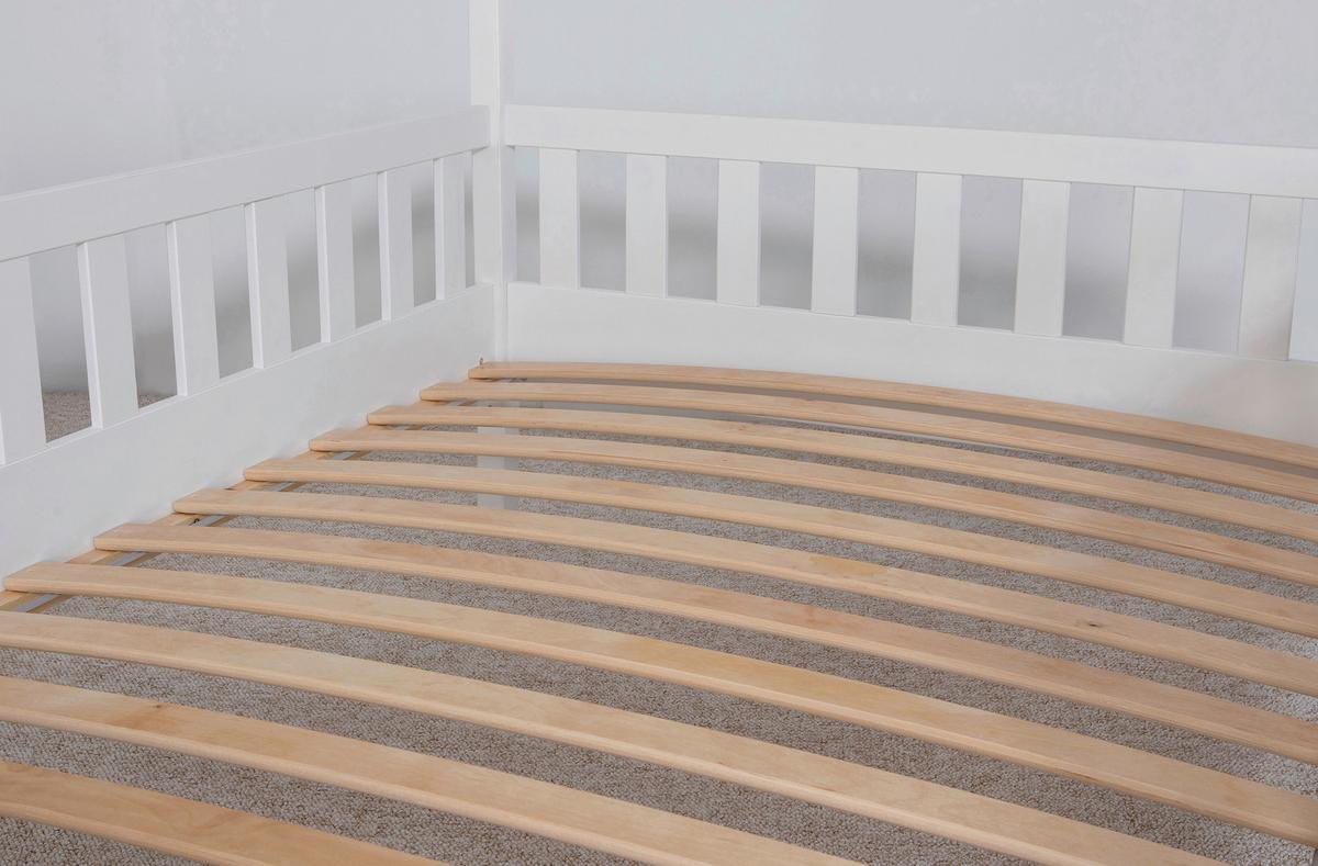 Hausbett KIM Weiß Altrosa ca.120x200cm Echtholz - Altrosa/Naturfarben, MODERN, Holz/Textil (120/200cm) - MID.YOU