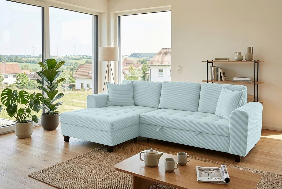 Kutna Garnitura Moritz - sivo-zelena, Trend, tekstil (155/265cm) - Modern Living