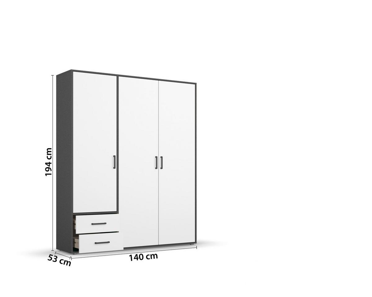 DULAP  USI ROTATIVE VOYAGER - alb/gri, Modern, material pe bază de lemn (140/194/53cm) - Modern Living