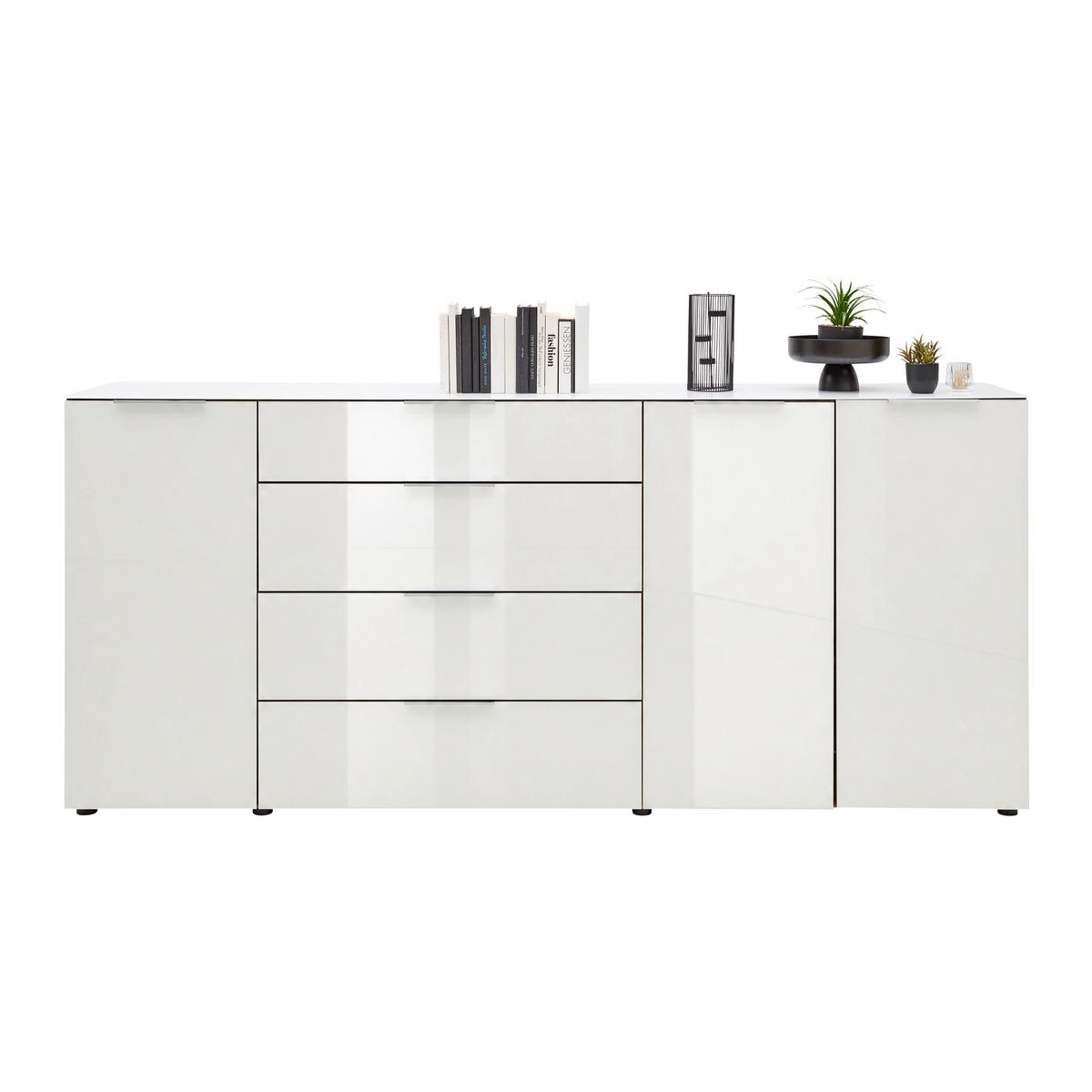 Široka Komoda Siena, Bela, Barve Oreha - srebrne barve/črna, Moderno, kovina/umetna masa (226/99/40cm) - Mömax
