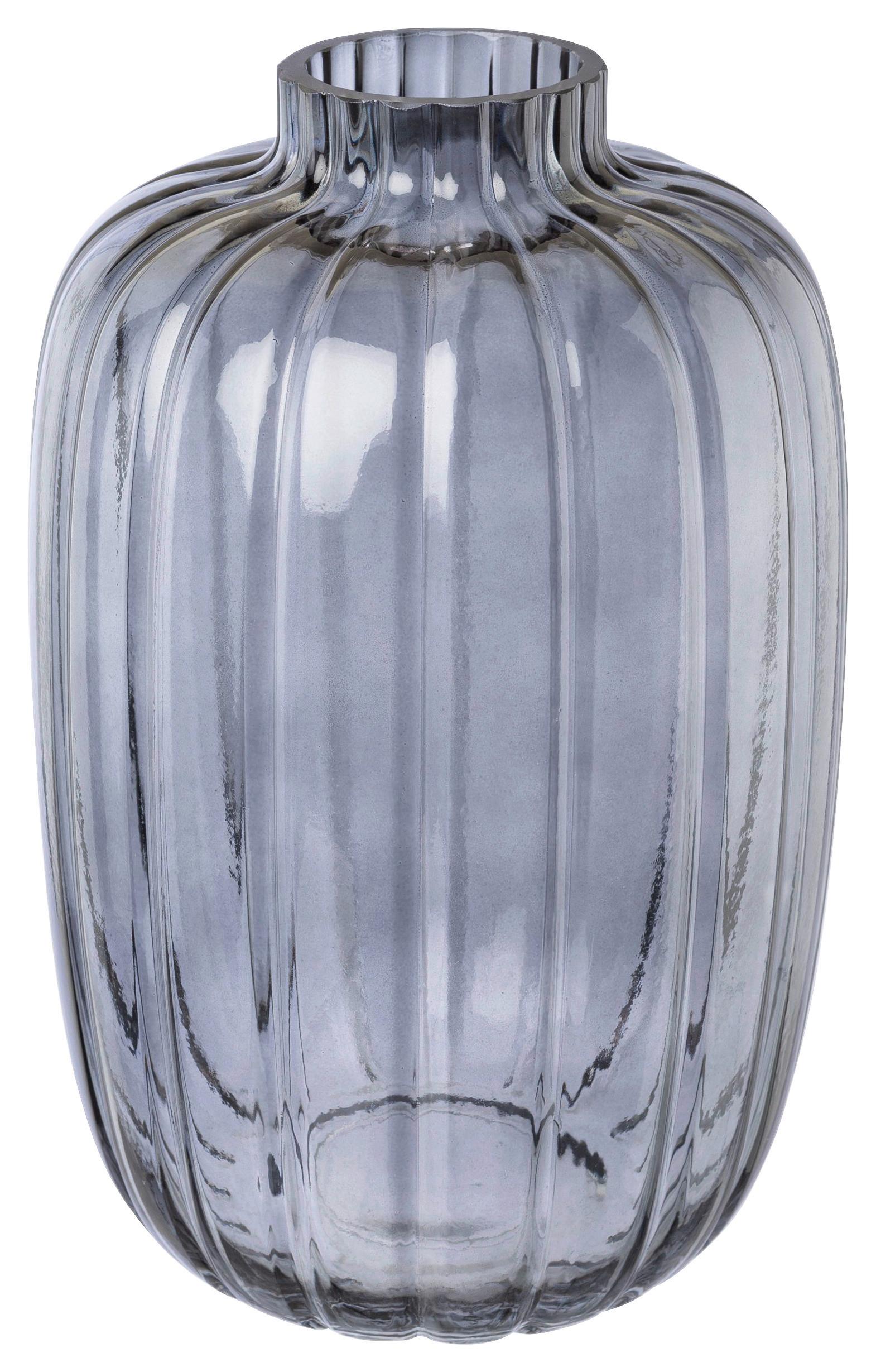 Vaza Schliff I -Paz- - modra, Moderno, steklo (16,5/25,5cm) - Premium Living