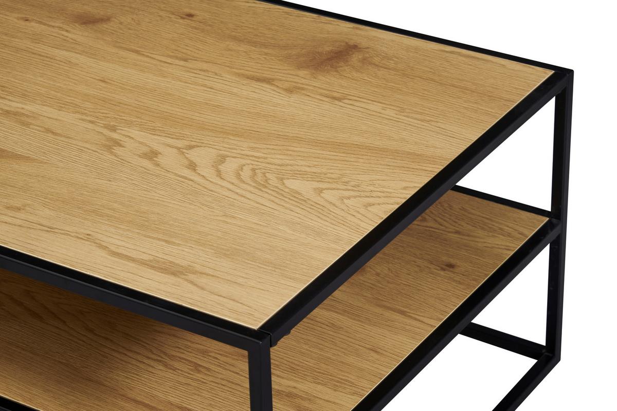 Dohányzóasztal Kenny - tölgyfa színű/fekete, Modern, faalapú anyag/fém (90/38/40cm) - Mömax