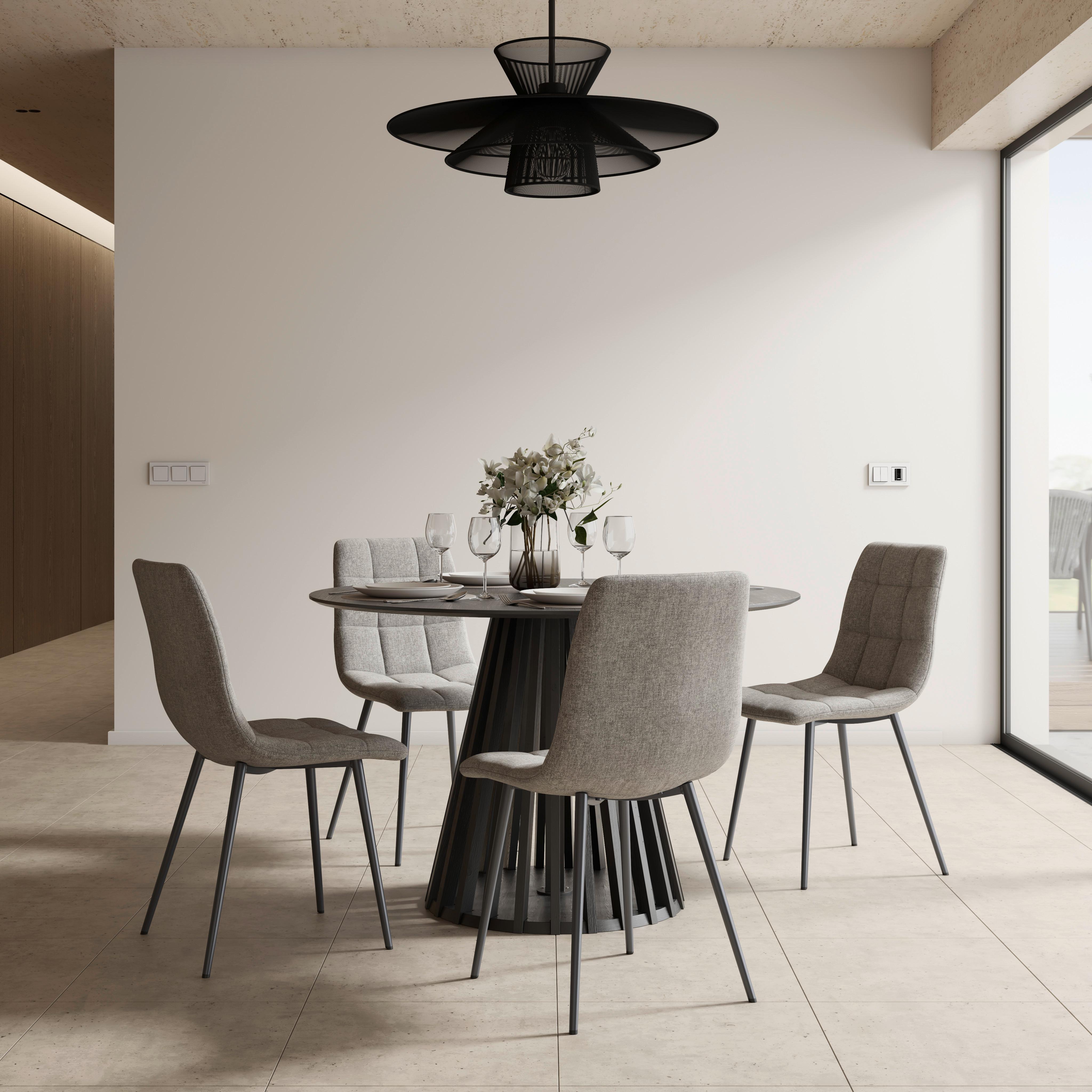 Stuhl Ria Grau Mikrofaser Gepolstert - Schwarz/Grau, MODERN, Textil/Metall (44/87/54cm) - Bessagi Home