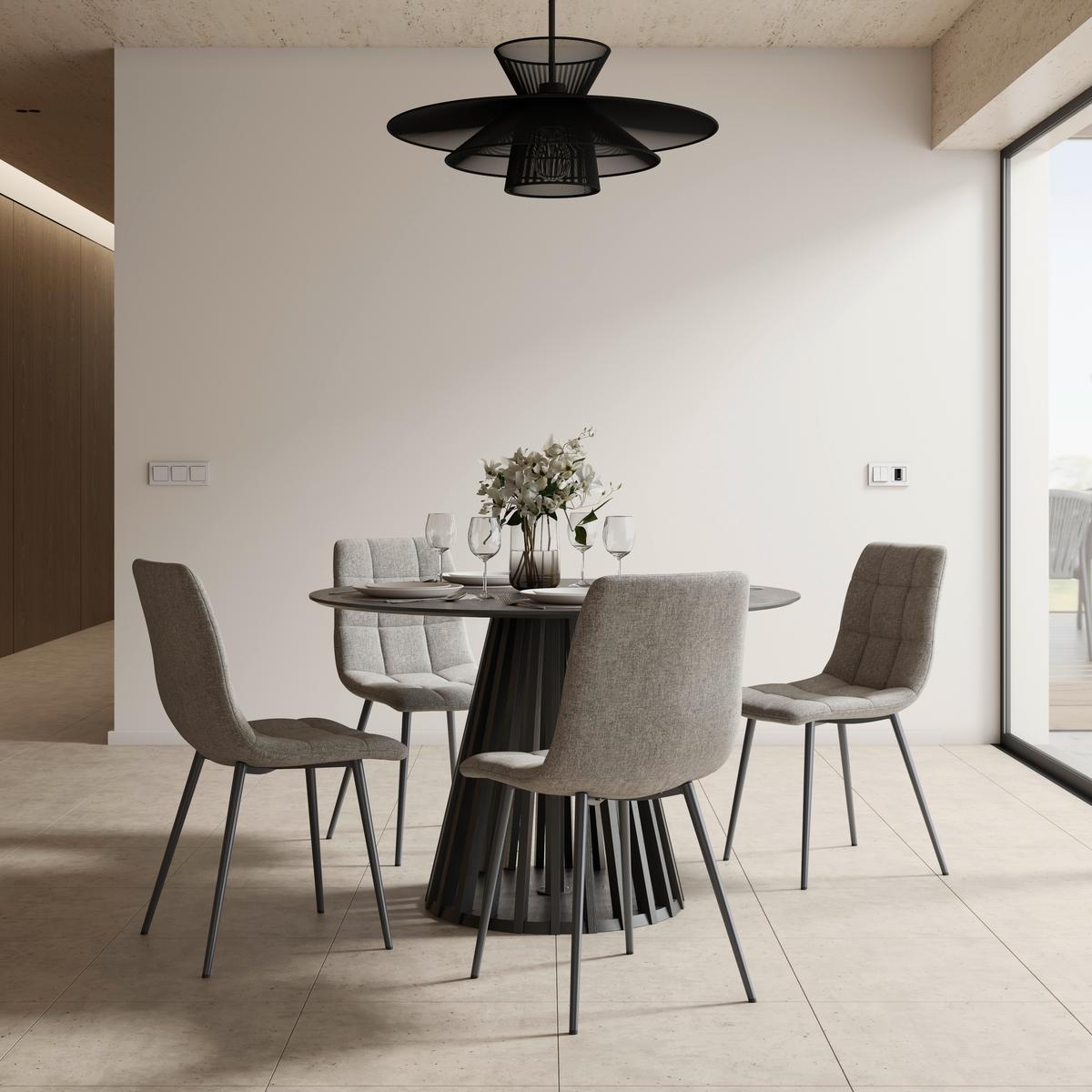 Stuhl Ria Grau Mikrofaser Gepolstert - Schwarz/Grau, MODERN, Textil/Metall (44/87/54cm) - Bessagi Home
