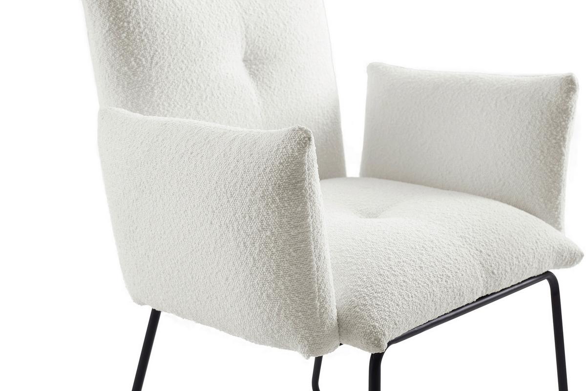 Naslanjač Bouclé, Bela - črna/bela, Moderno, kovina/tekstil (73,5/87/64,5cm) - Livetastic