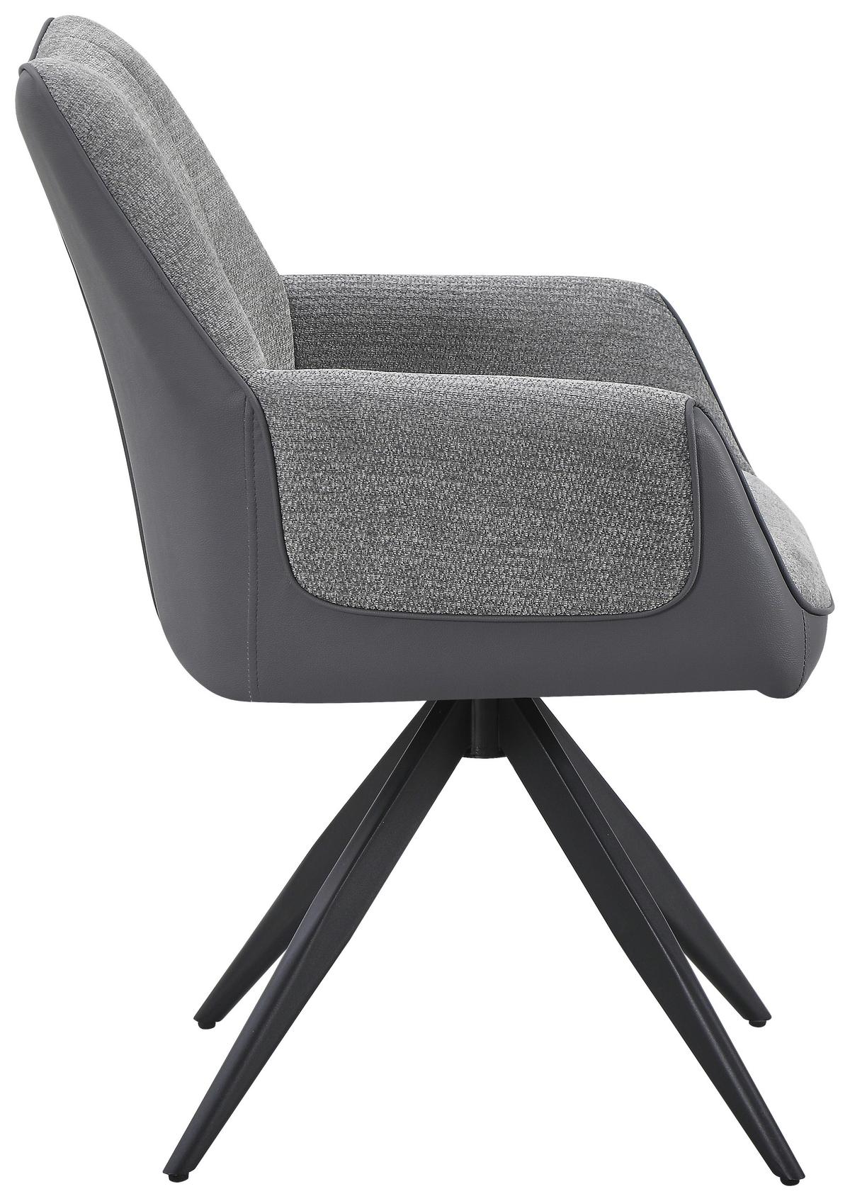 Naslanjač Caro, Siva - siva/črna, Trend, kovina/tekstil (66/87/62cm)
