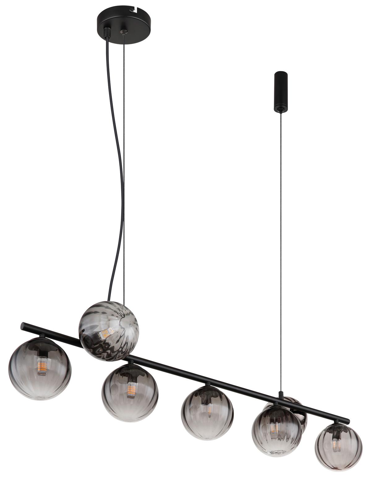 HÄNGELEUCHTE 15216-7H - Klar/Schwarz, Design, Glas/Kunststoff (95/28/120cm) - Globo