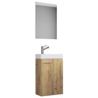 Kopalnica Slito, Hrast - bela/medeni hrast, Moderno, leseni material/keramika (41cm) - MID.YOU