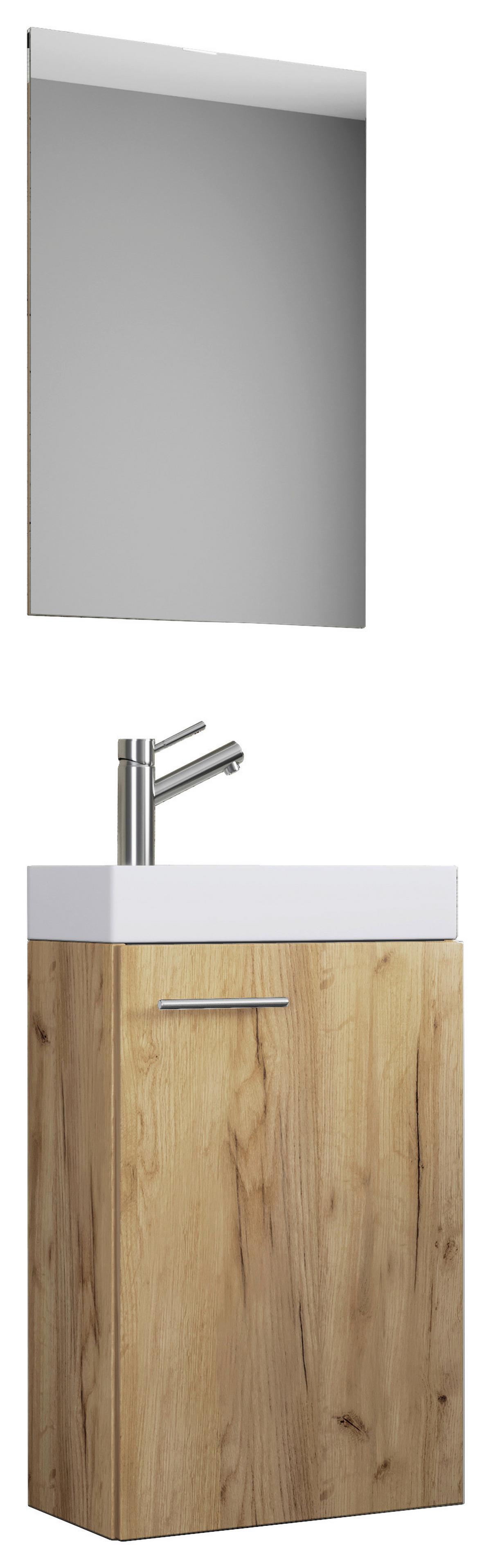 Kopalnica Slito, Hrast - bela/medeni hrast, Moderno, leseni material/keramika (41cm) - MID.YOU