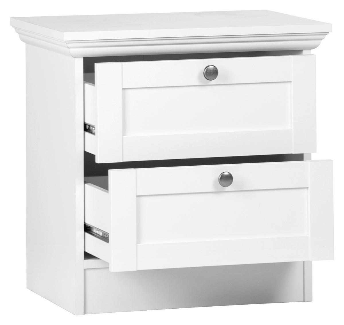 SZAFKA NOCNA LANDWOOD 65 - kolor srebrny/biały, Lifestyle, materiał drewnopochodny/metal (50/50/35cm) - MID.YOU