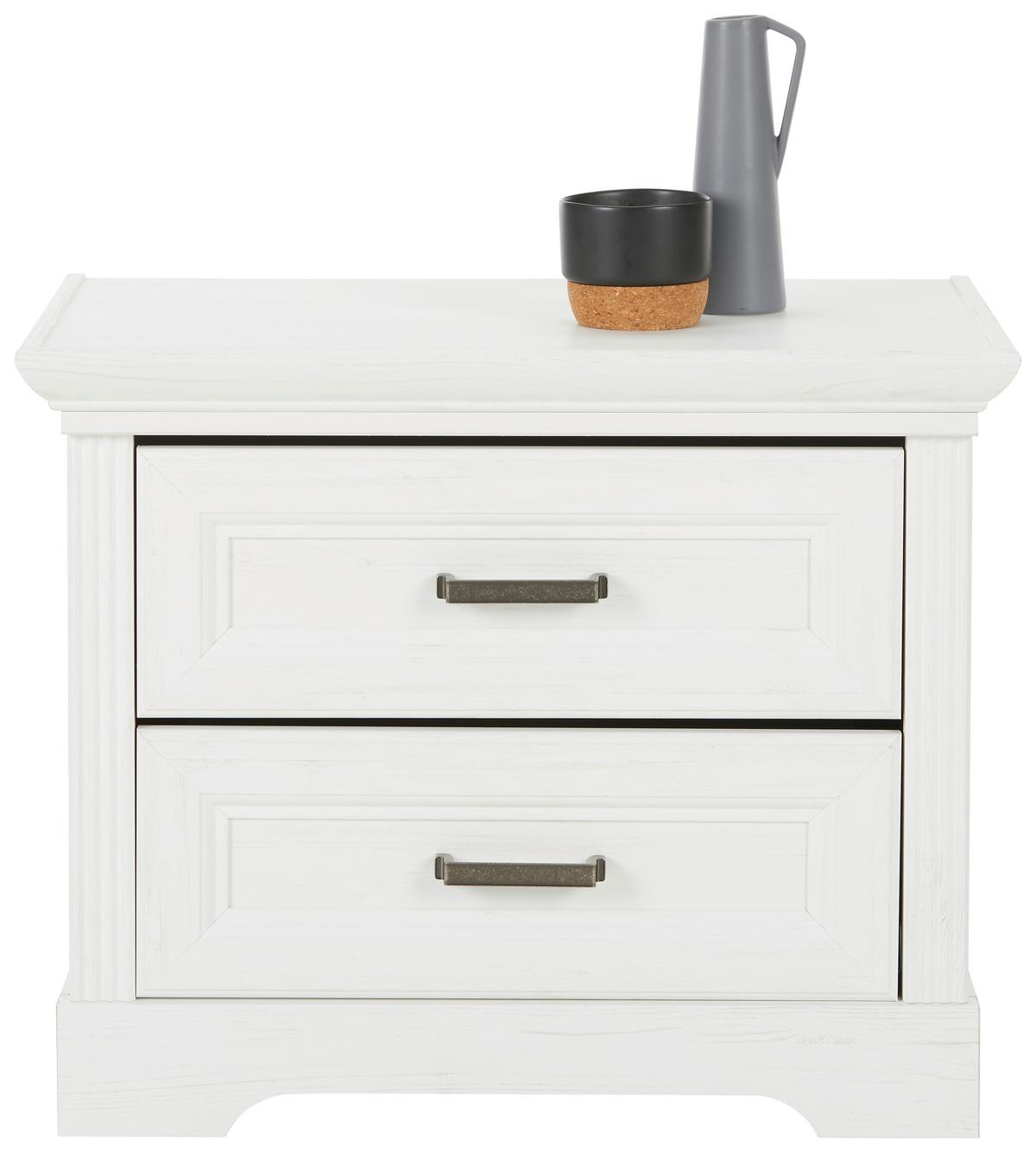 Noptieră MARILOU - alb, Romantik / Landhaus, material pe bază de lemn (65/52/41cm) - Premium Living