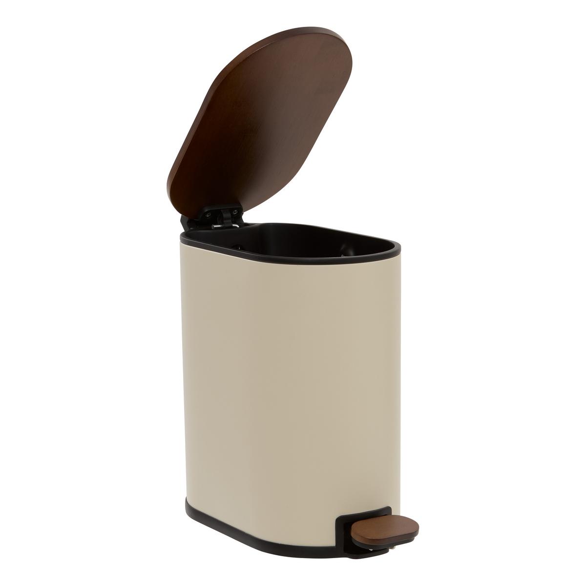 Coș gunoi Bagi cca. 5 l - maro/bej, Basics, lemn/metal (29/14/27cm)