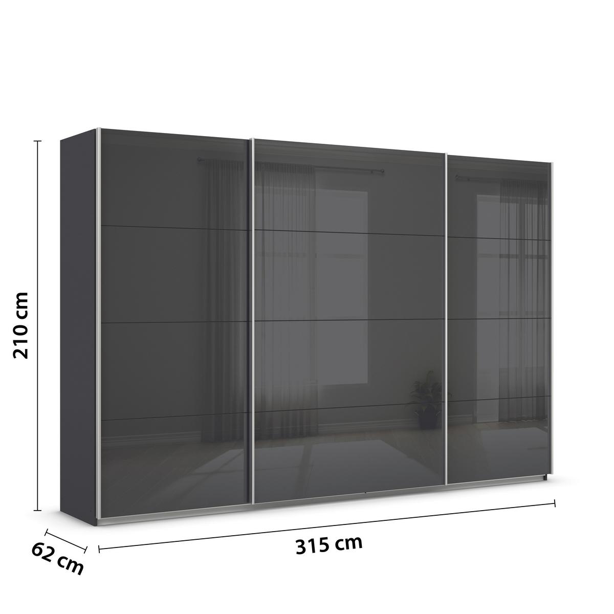 DULAP USI CULISANTE FELDKIRCH - antracit/antracit lucios intens, Modern, sticlă/material pe bază de lemn (315/210/62cm)
