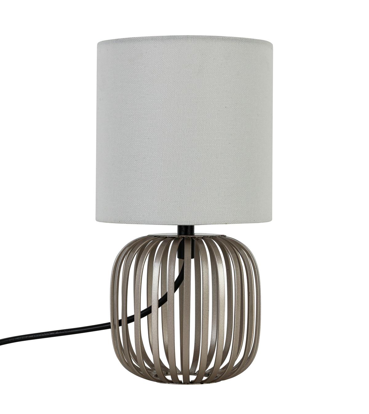 Tischleuchte Driti Weiß Max. 25 Watt - bijela/boje šampanjca, Moderno, metal/tekstil (13/13/25cm) - Mömax
