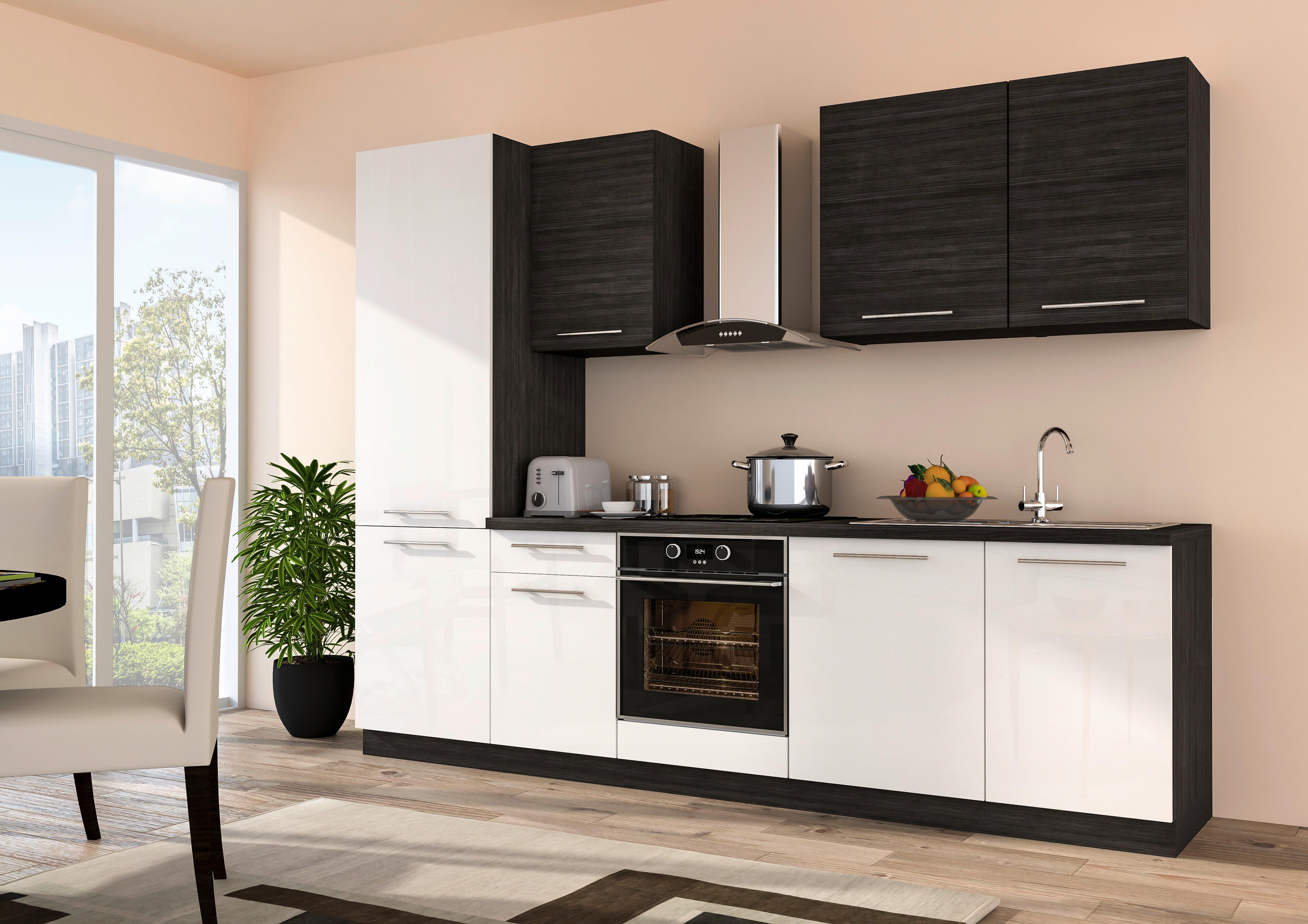 Konyhablokk Alpha - fekete/fehér, Modern, fa/fém (280/215cm) - Best Price