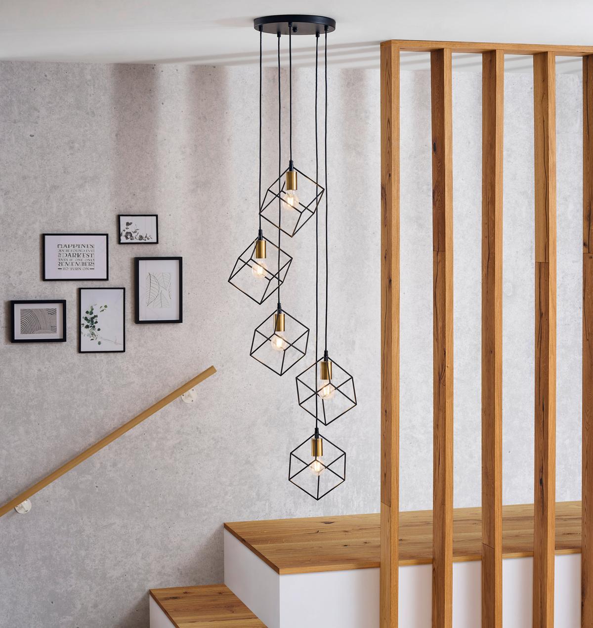 LAMPA WISZĄCA ICE SP5 NERO - kolor mosiężny/czarny, Design, metal (50/60-245,5cm)