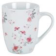 Kaffeebecher Roseanne mit Rosen Motiv - Pink/Grau, ROMANTIK / LANDHAUS, Keramik (8,4/10,5cm) - Zandiara